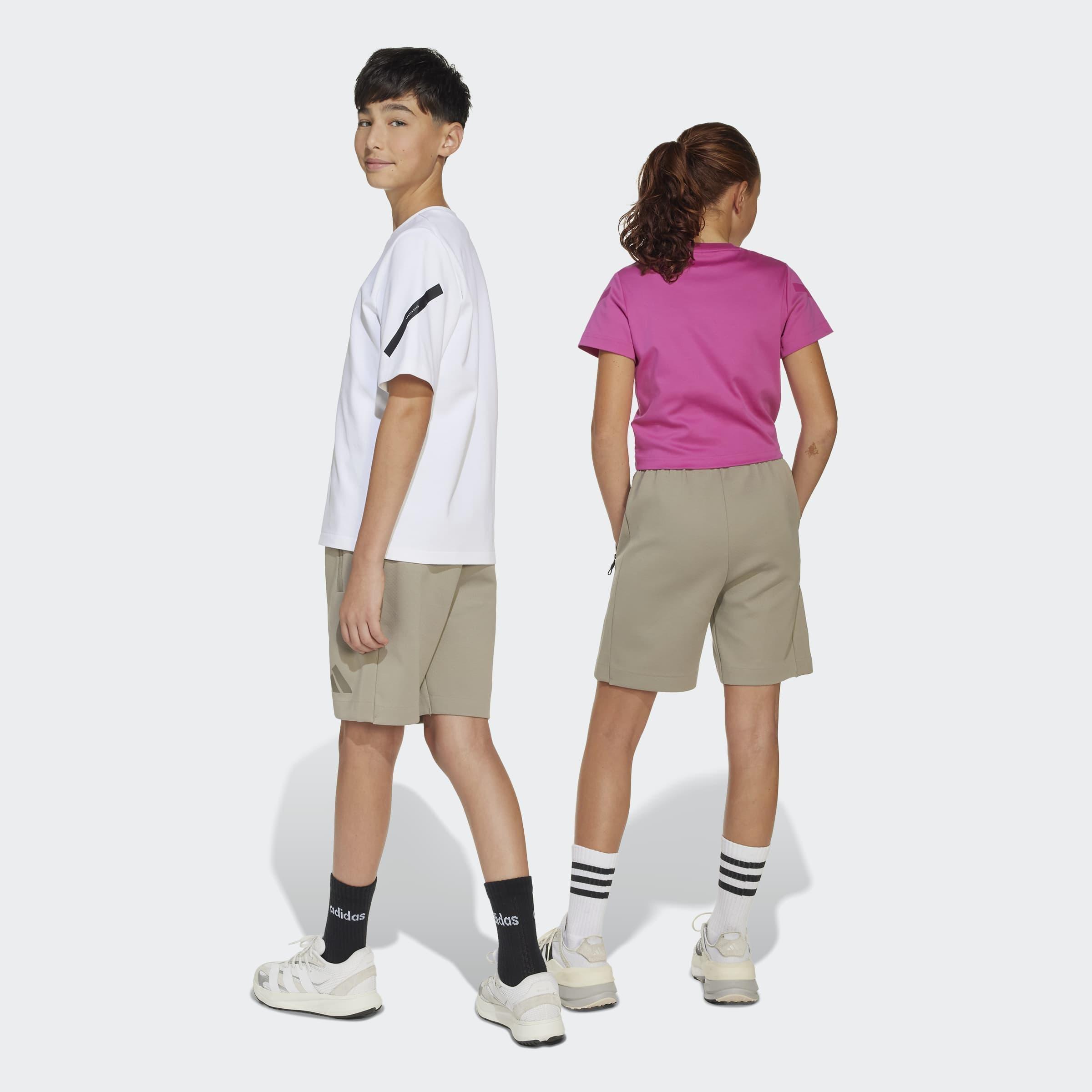 Kids Unisex Adidas Z.N.E. Shorts, Beige, A901_ONE, large image number 4