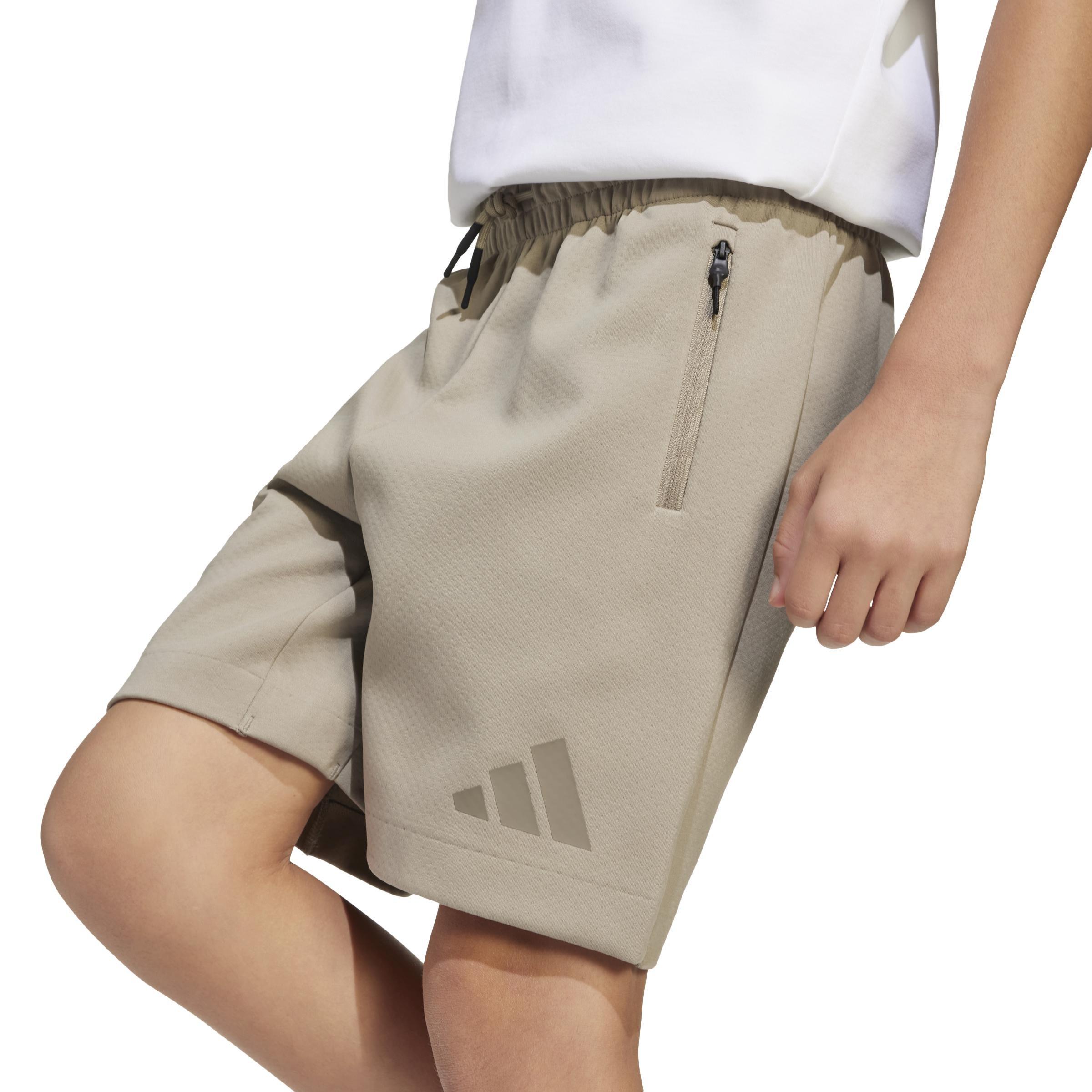 Kids Unisex Adidas Z.N.E. Shorts, Beige, A901_ONE, large image number 6