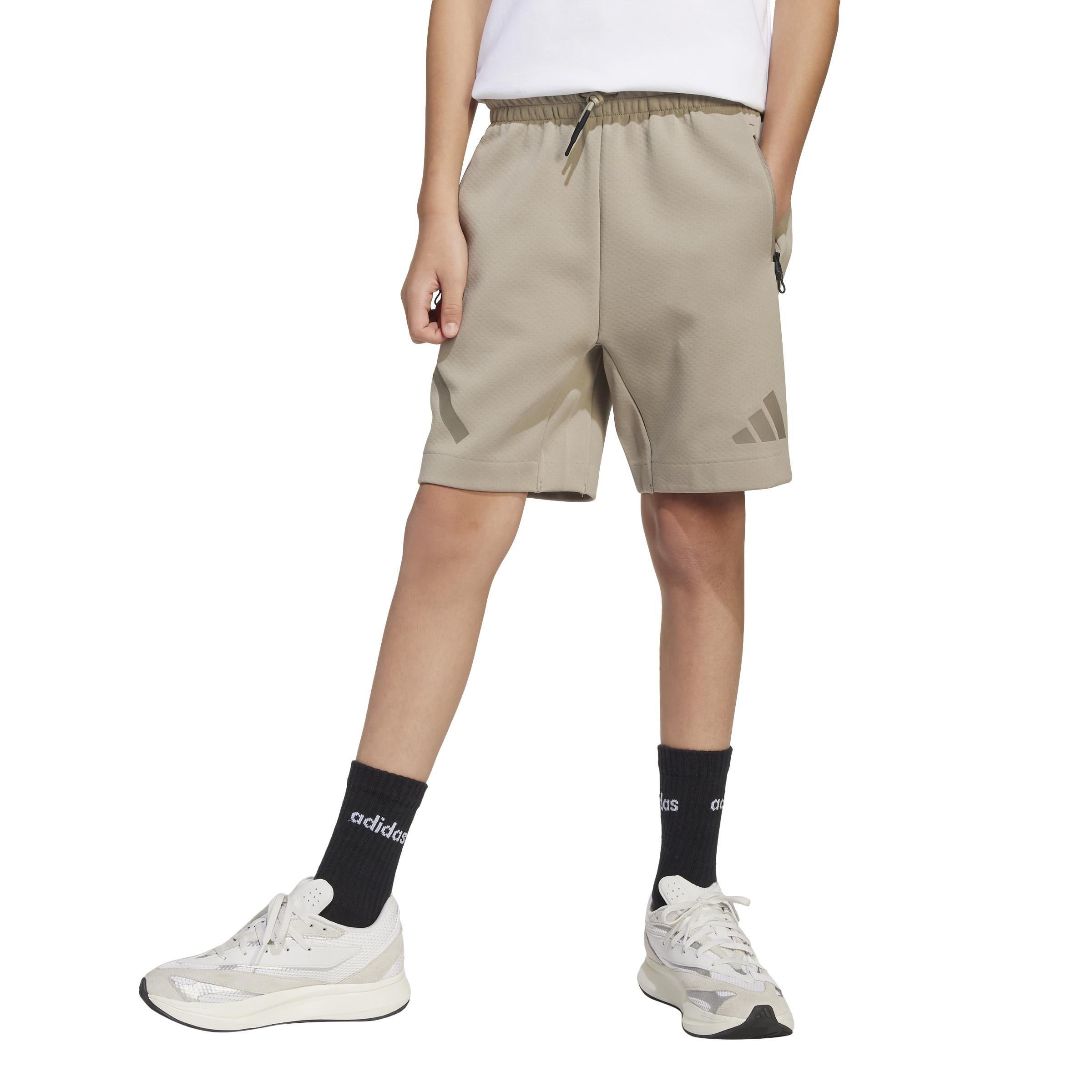 Kids Unisex Adidas Z.N.E. Shorts, Beige, A901_ONE, large image number 10