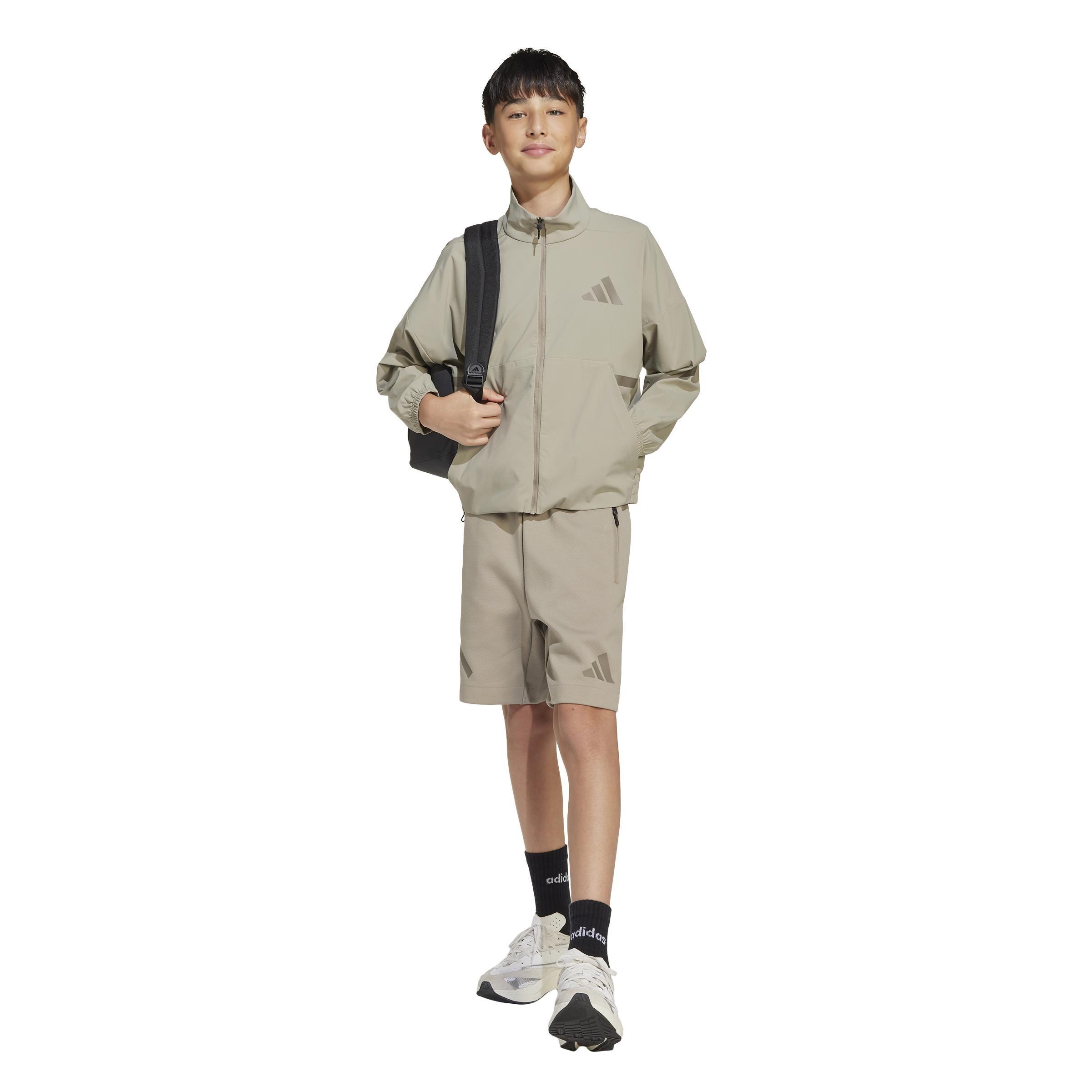 Kids Unisex Adidas Z.N.E. Shorts, Beige, A901_ONE, large image number 11