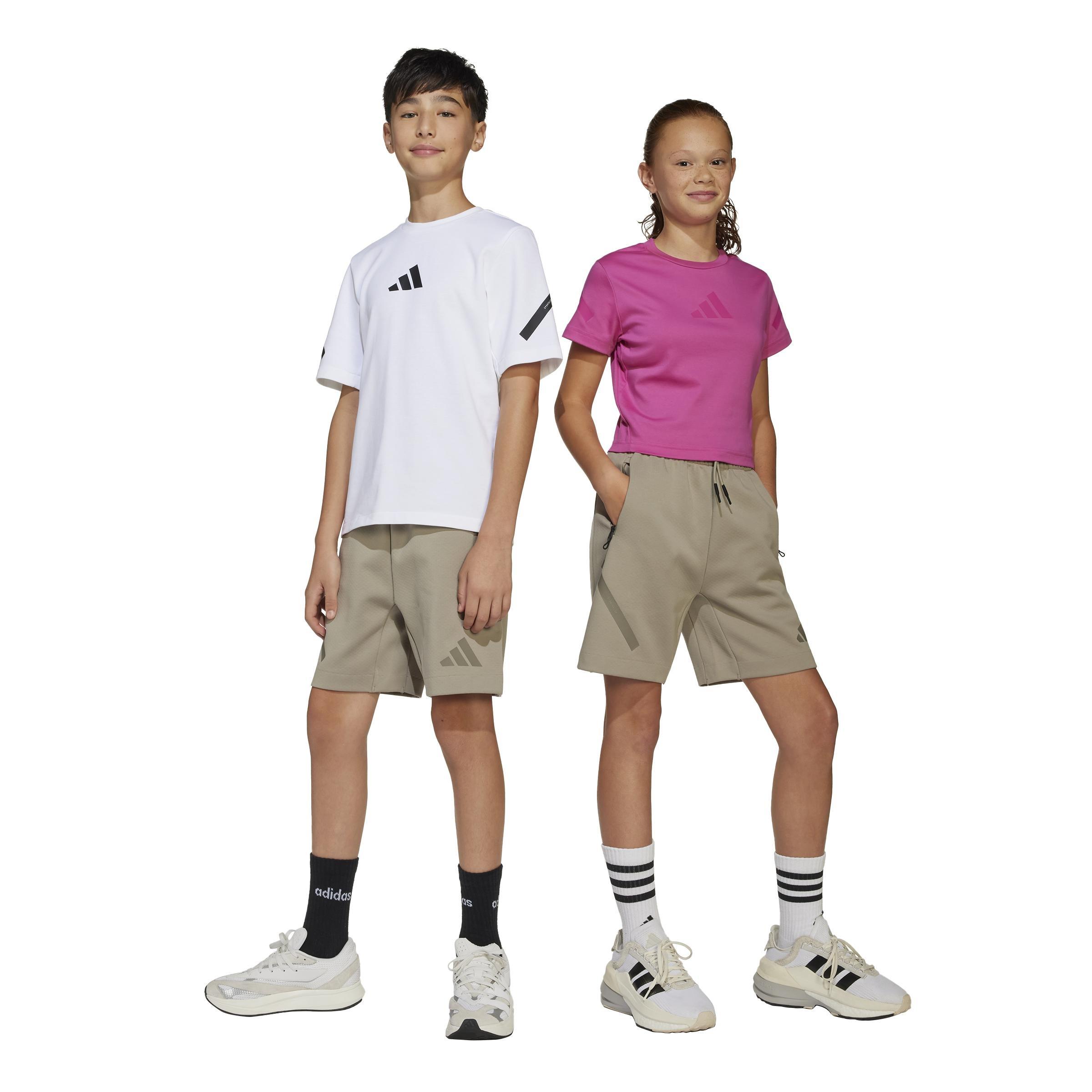 Kids Unisex Adidas Z.N.E. Shorts, Beige, A901_ONE, large image number 13
