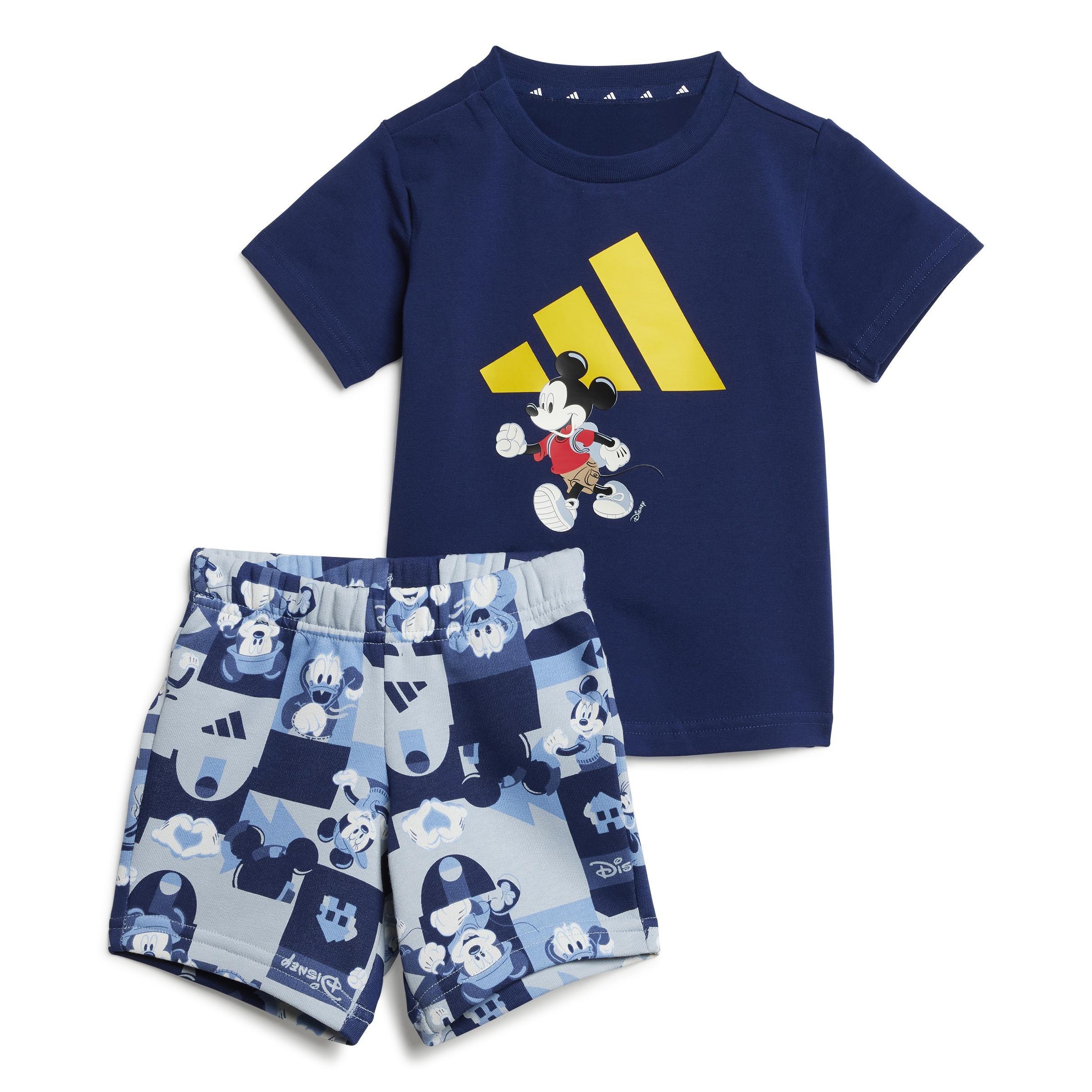 Kids Unisex adidas x Disney Mickey Mouse Tee Set, Blue, A901_ONE, large image number 0