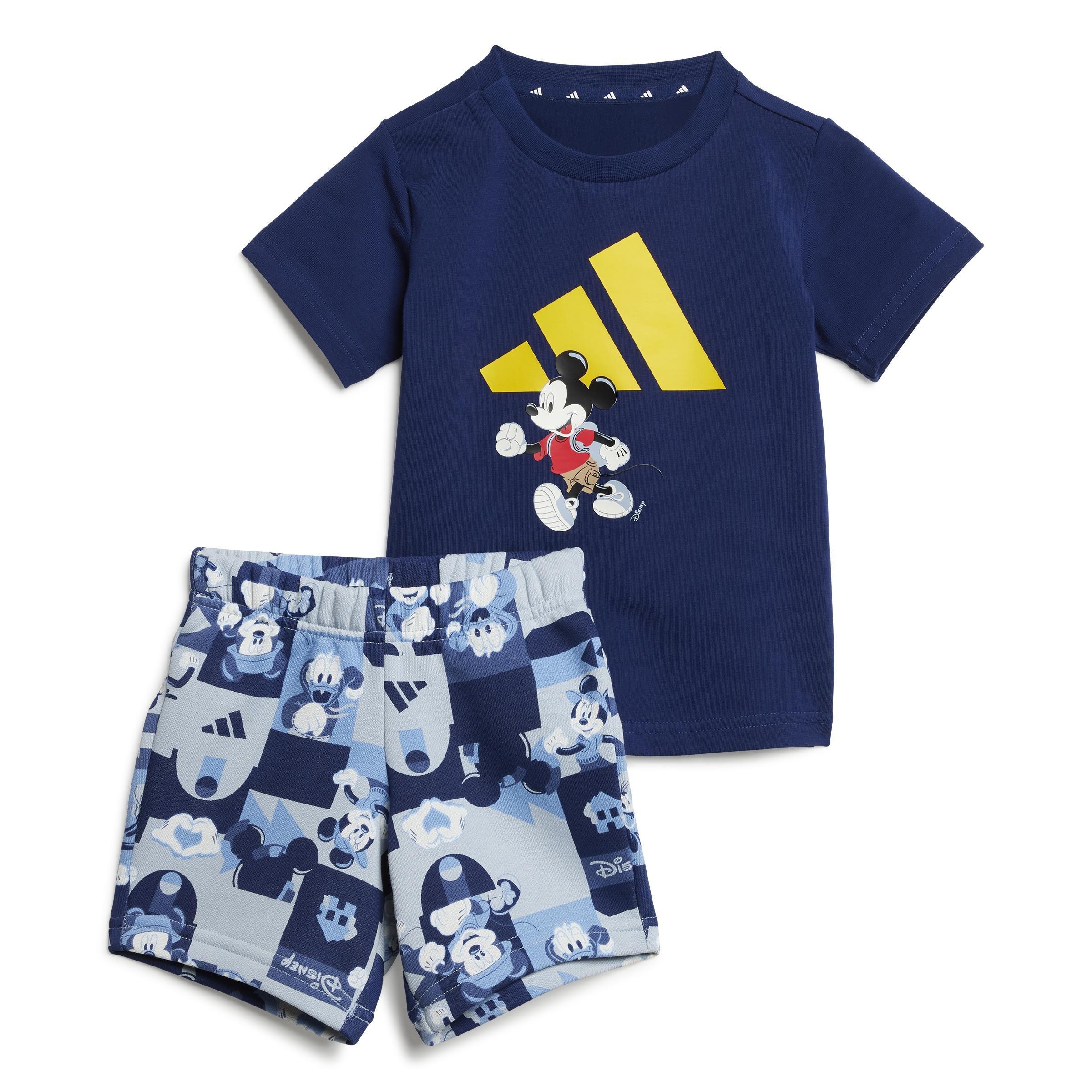 Kids Unisex adidas x Disney Mickey Mouse Tee Set, Blue, A901_ONE, large image number 1