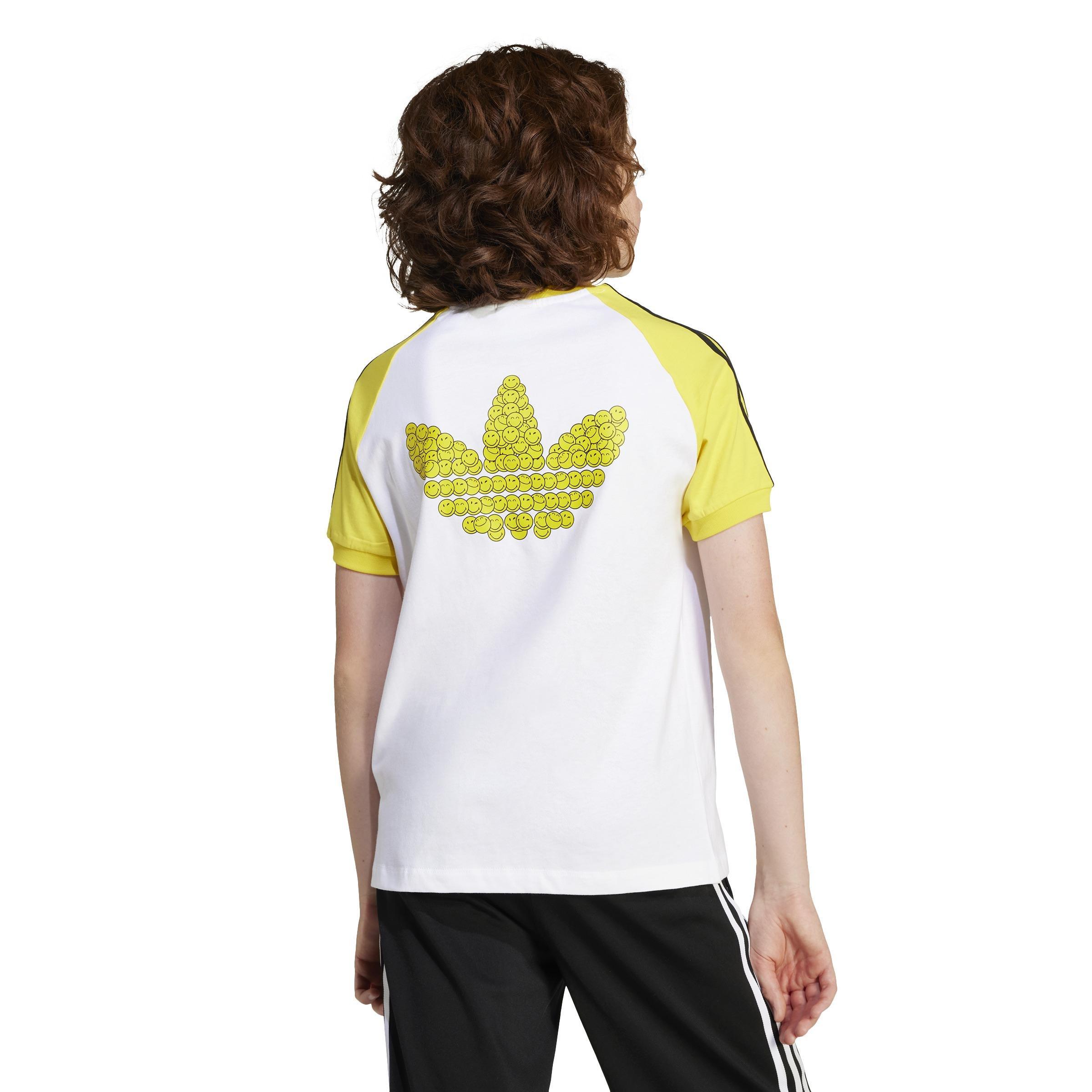 Kids Unisex adidas Originals x Smiley World T-Shirt, White, A901_ONE, large image number 2
