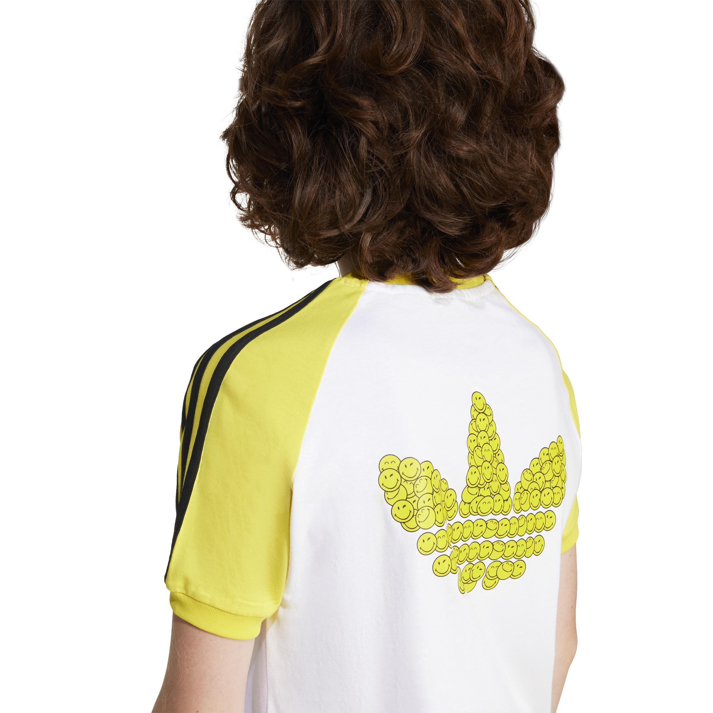 Kids Unisex adidas Originals x Smiley World T-Shirt, White, A901_ONE, large image number 6