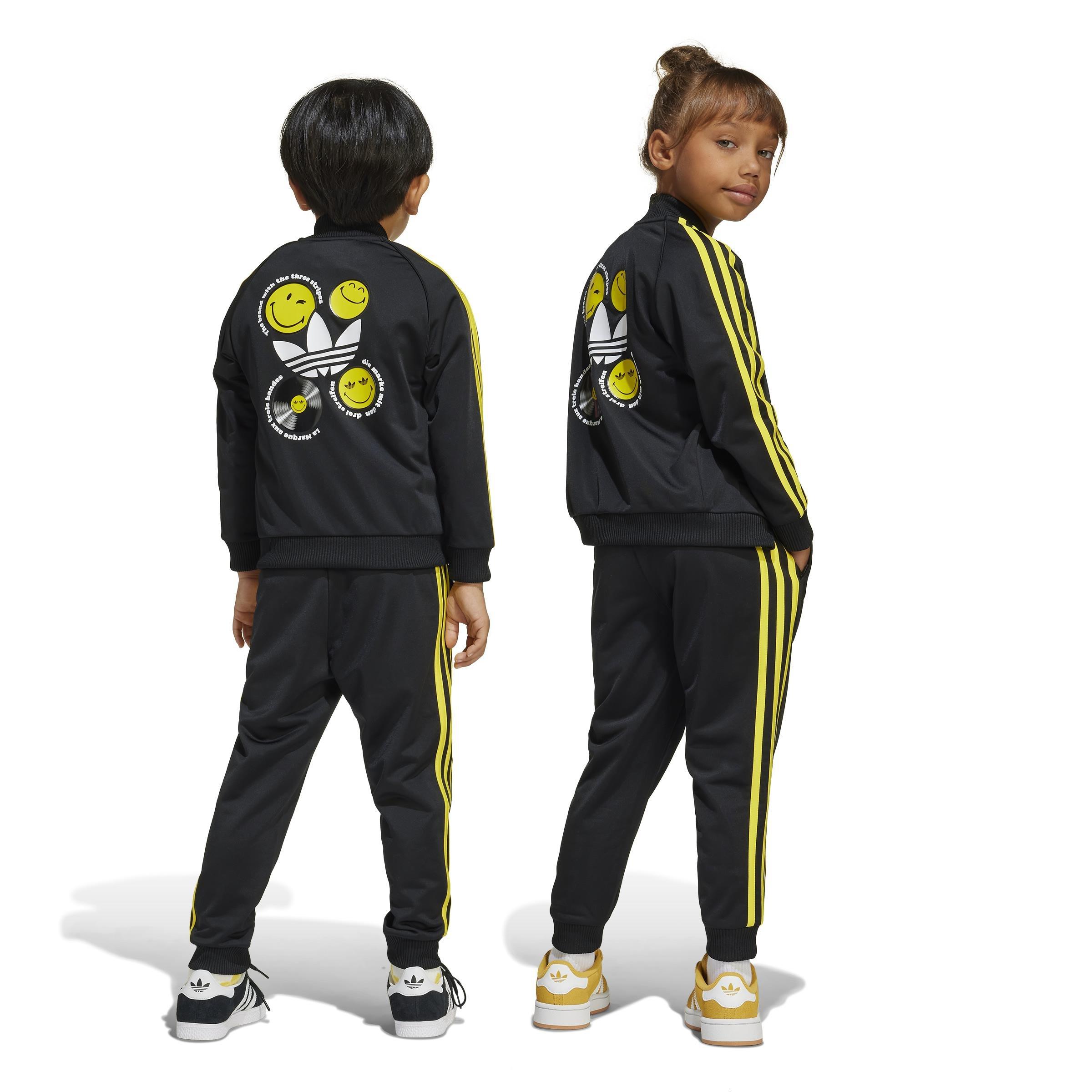 Kids Unisex adidas Originals x Smiley World SST Track Suit, Black, A901_ONE, large image number 3