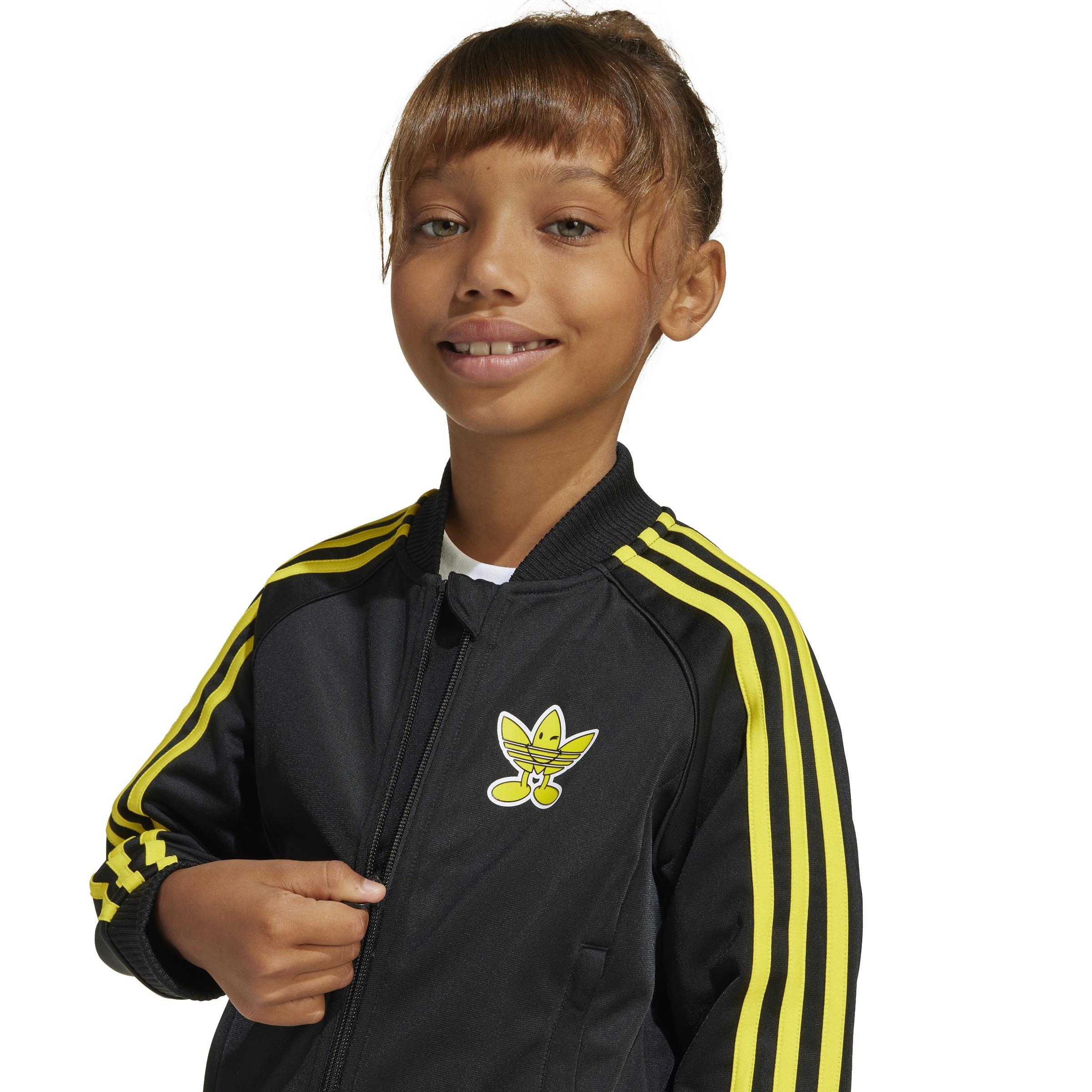 Kids Unisex adidas Originals x Smiley World SST Track Suit, Black, A901_ONE, large image number 6