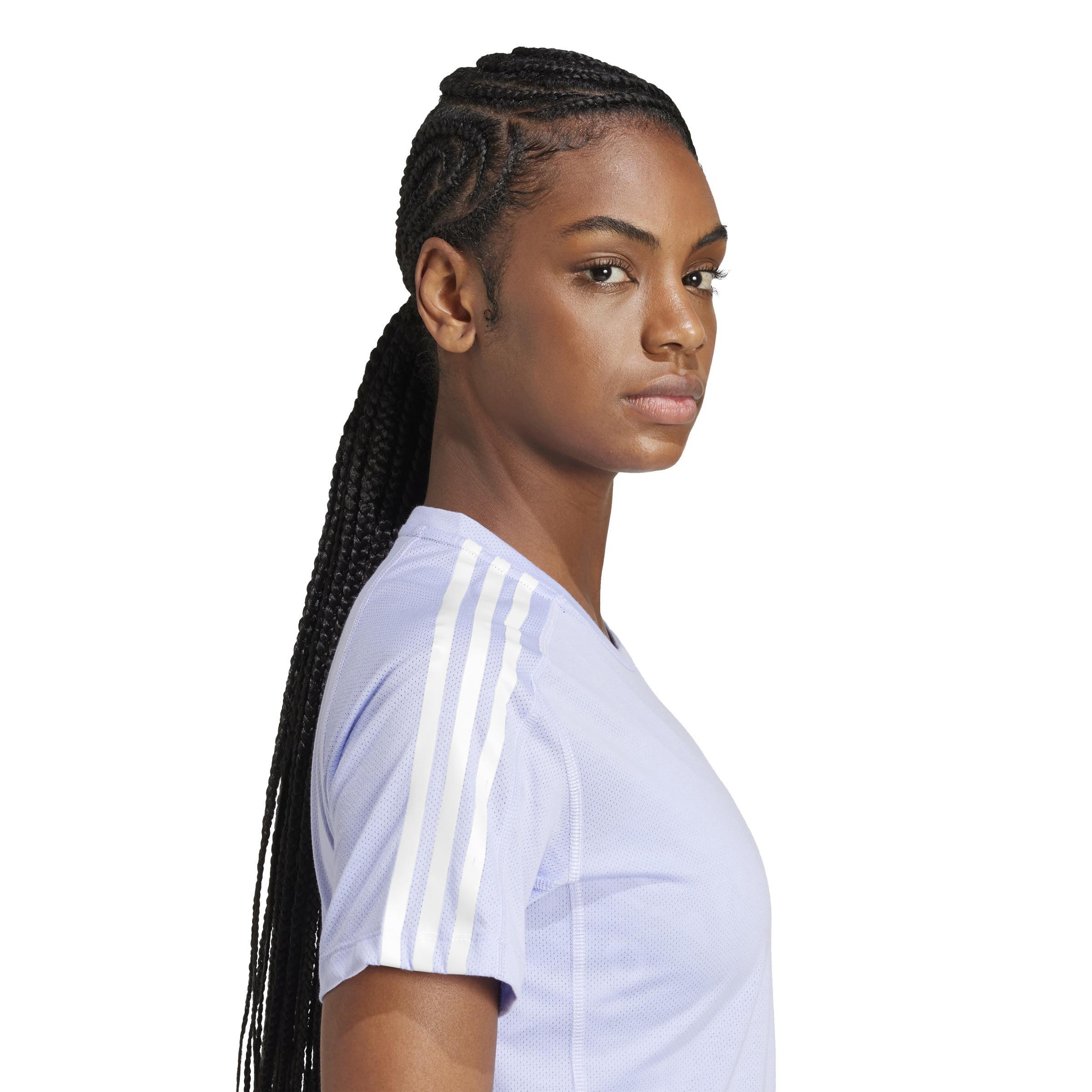 Own the Run 3-Stripes T-Shirt, Purple, A901_ONE, large image number 4