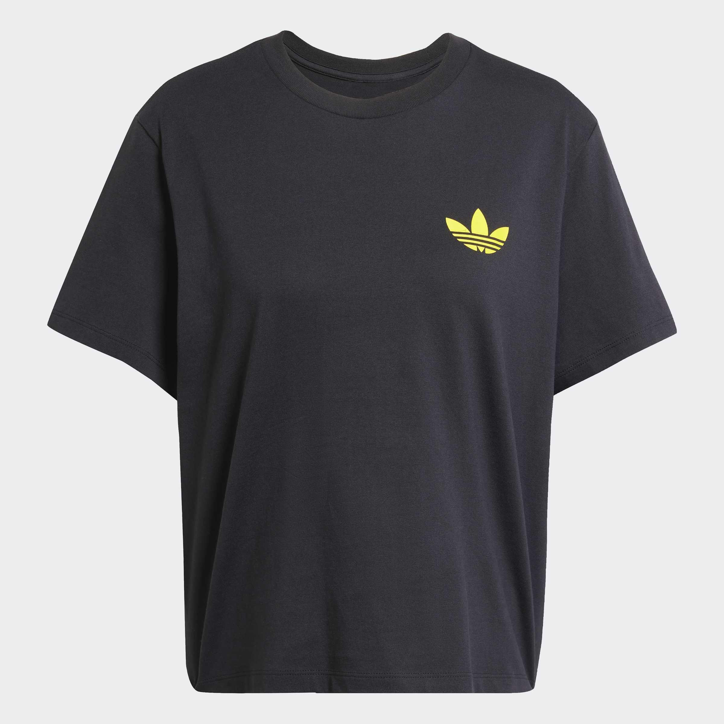 Smiley Loose 3-Stripes T-Shirt, Black, A901_ONE, large image number 1