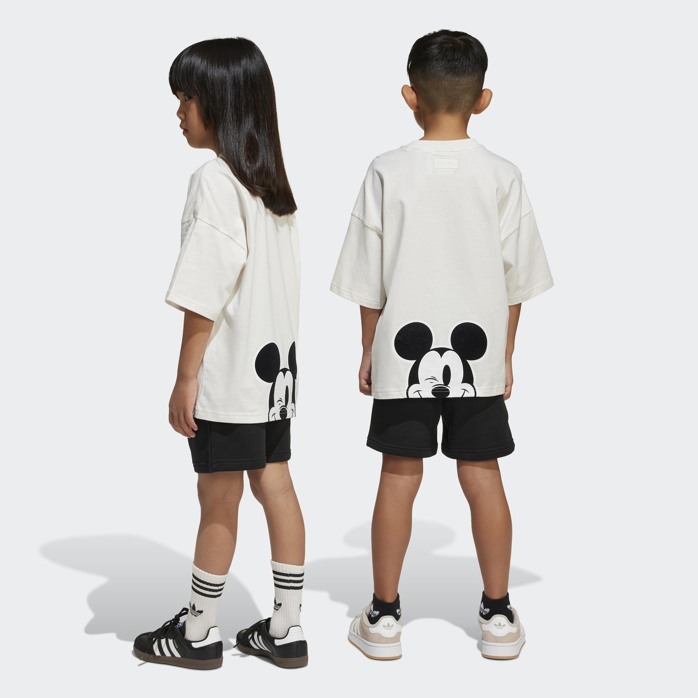 Kids Unisex adidas x Disney Mickey Mouse Shorts and Tee Set, White, A901_ONE, large image number 4