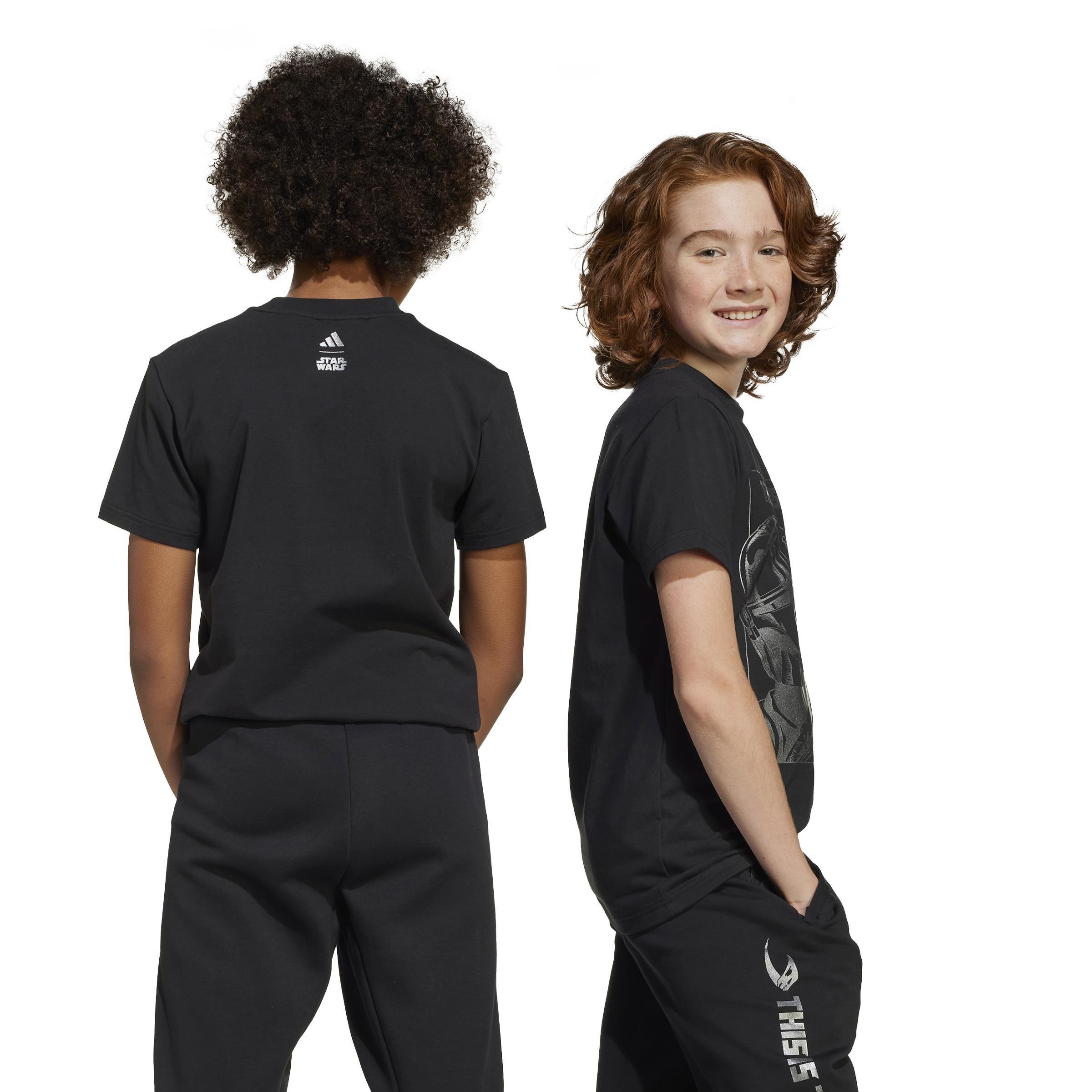 Kids Unisex adidas x Star Wars The Mandalorian Graphic T-Shirt, Black, A901_ONE, large image number 4