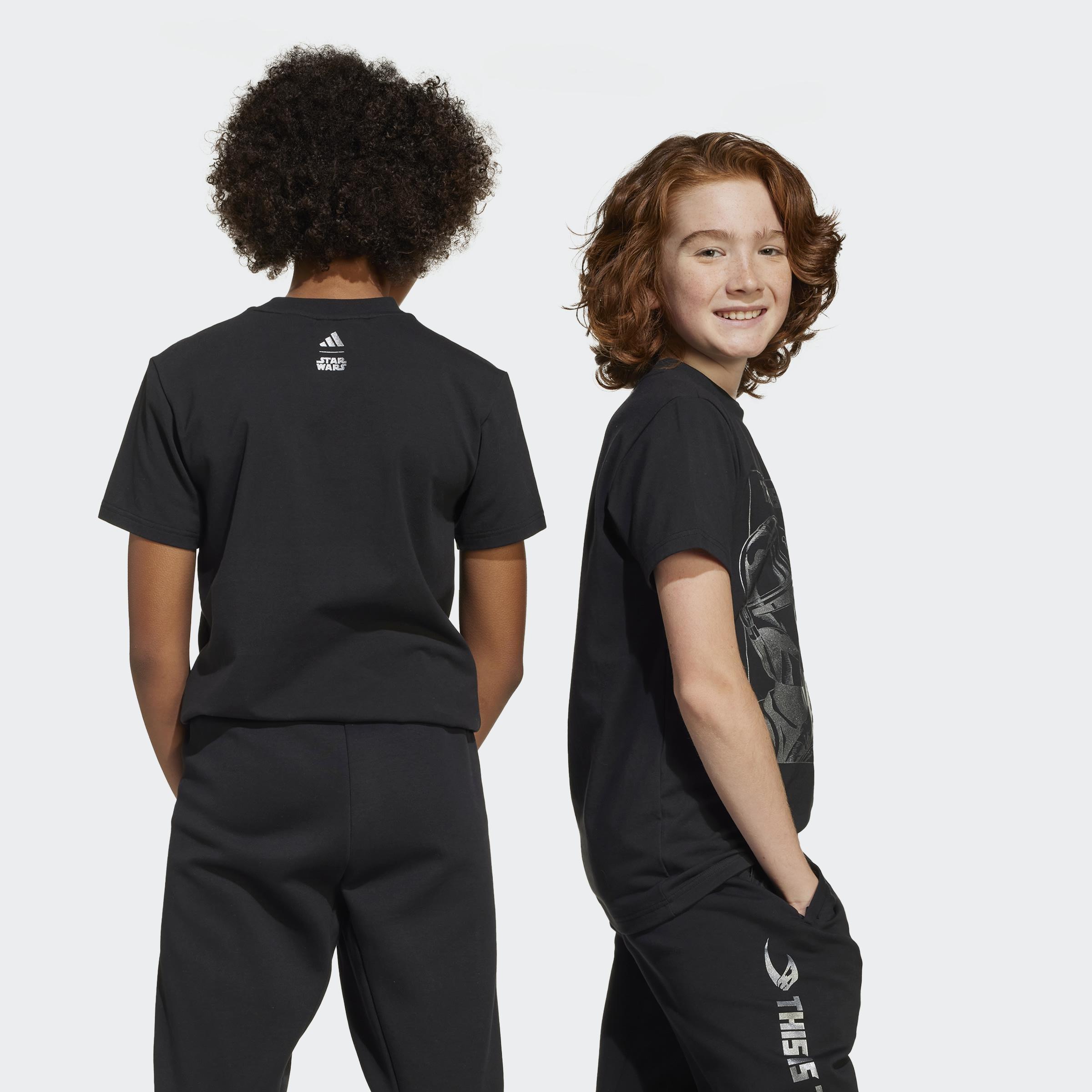 Kids Unisex adidas x Star Wars The Mandalorian Graphic T-Shirt, Black, A901_ONE, large image number 5