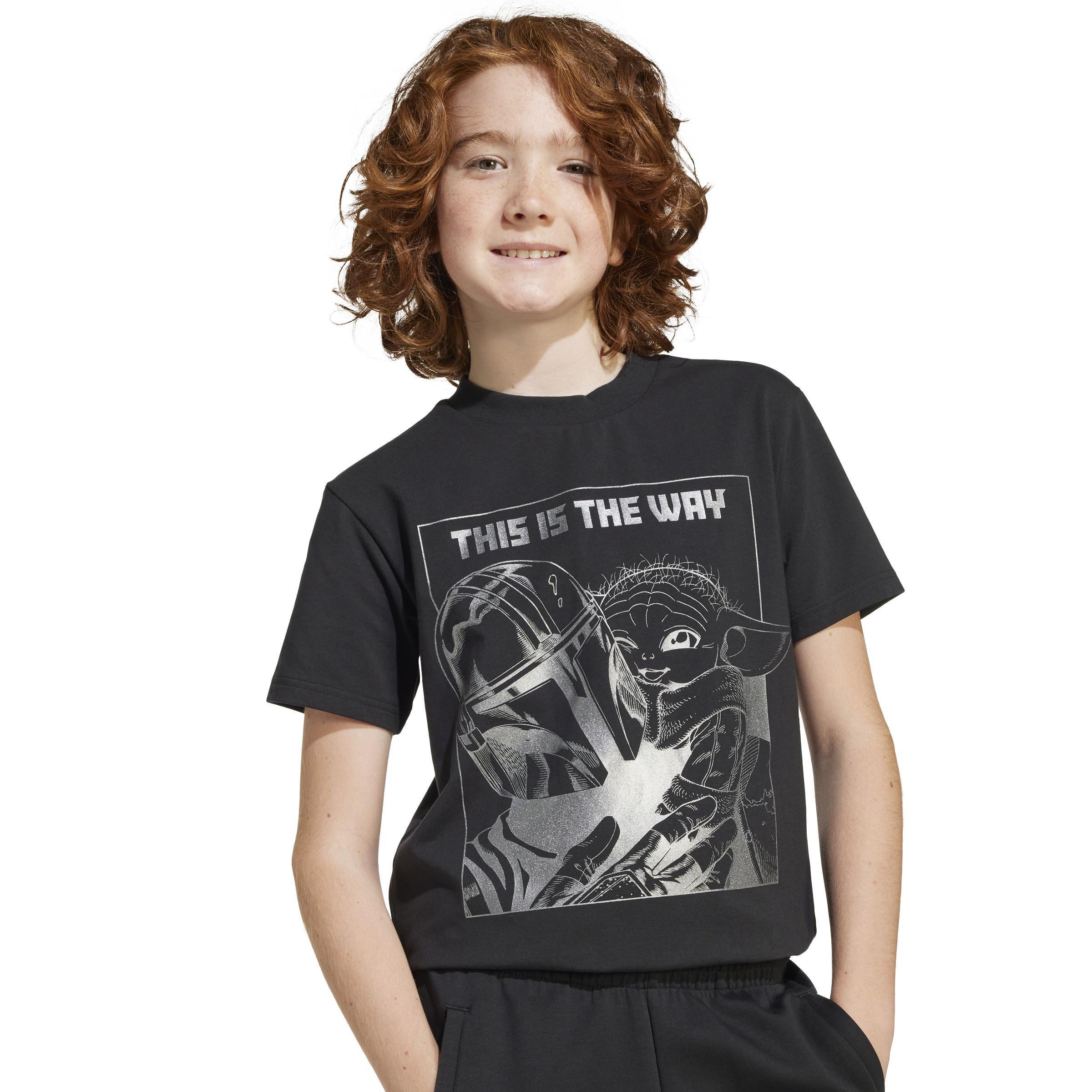 Kids Unisex adidas x Star Wars The Mandalorian Graphic T-Shirt, Black, A901_ONE, large image number 8