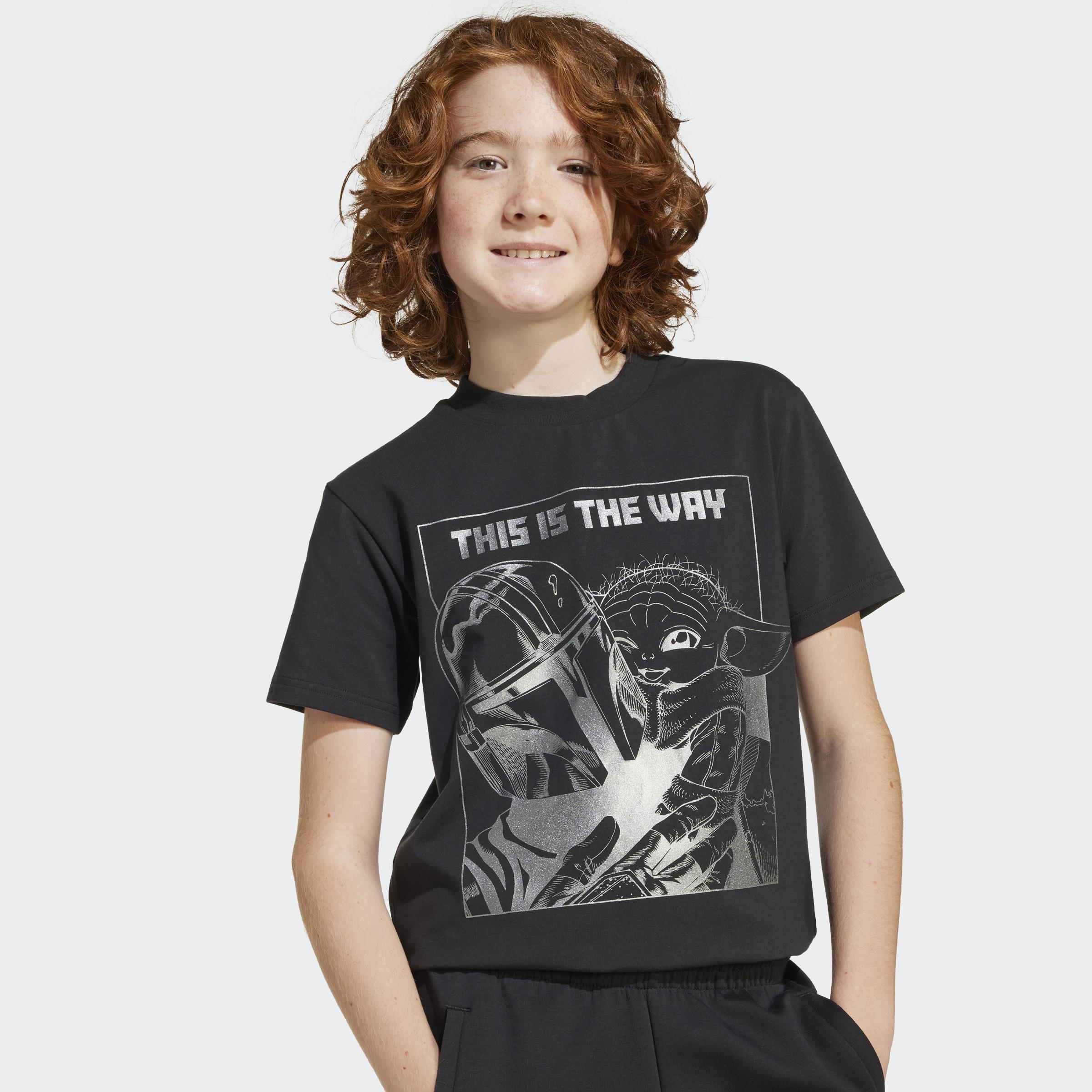 Kids Unisex adidas x Star Wars The Mandalorian Graphic T-Shirt, Black, A901_ONE, large image number 10