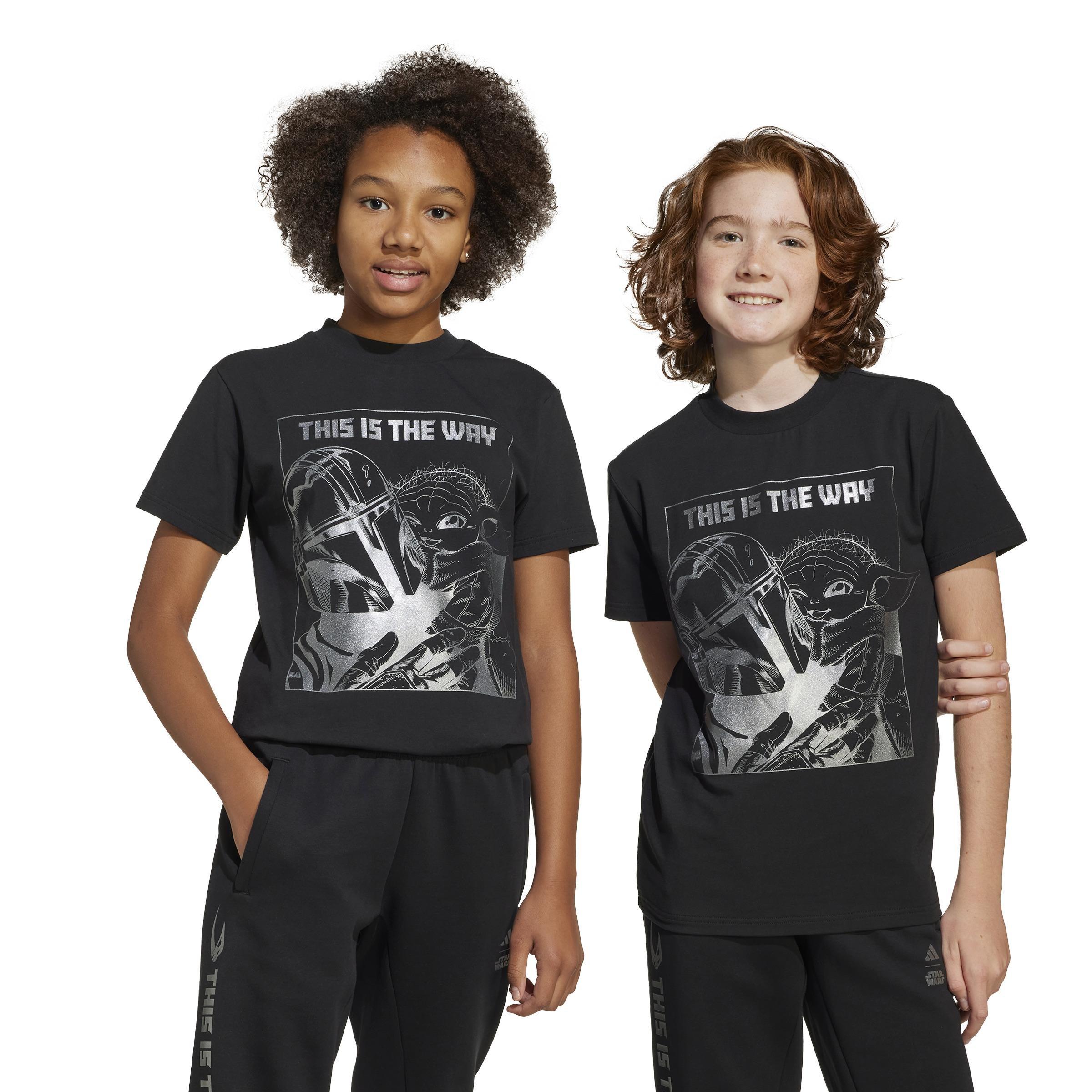 Kids Unisex adidas x Star Wars The Mandalorian Graphic T-Shirt, Black, A901_ONE, large image number 14