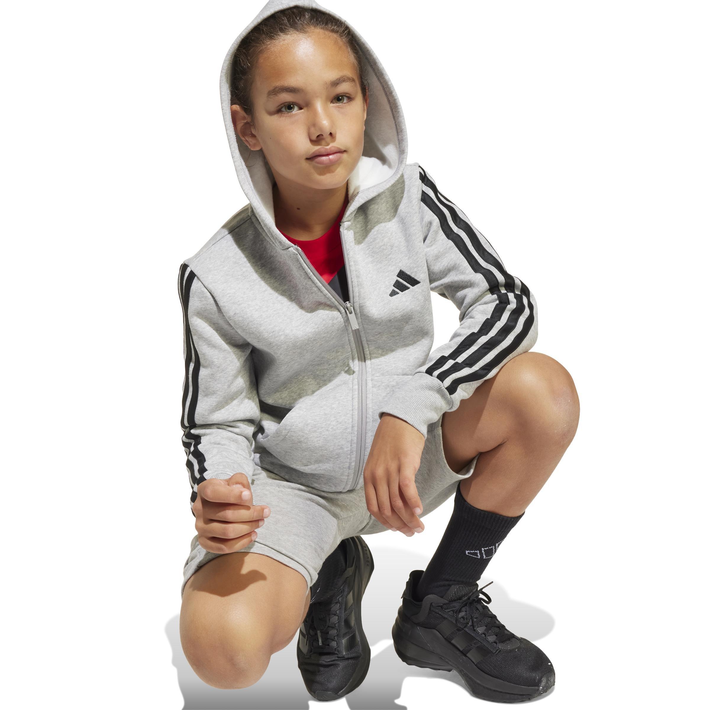 Kids Unisex Essentials Full-Zip Hoodie, Grey, A901_ONE, large image number 7