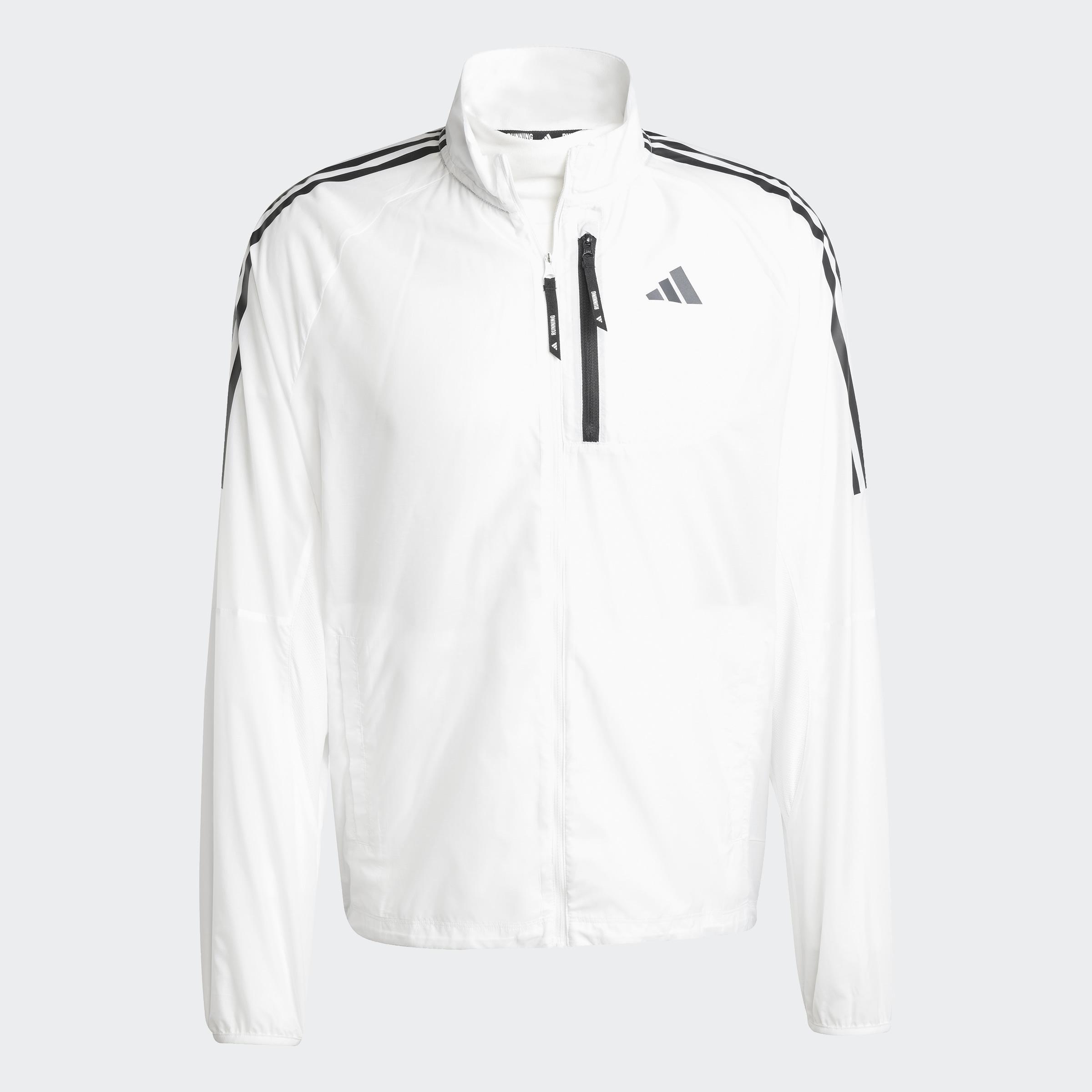 Own the Run 3-Stripes Packable Jacket, White, A901_ONE, large image number 1