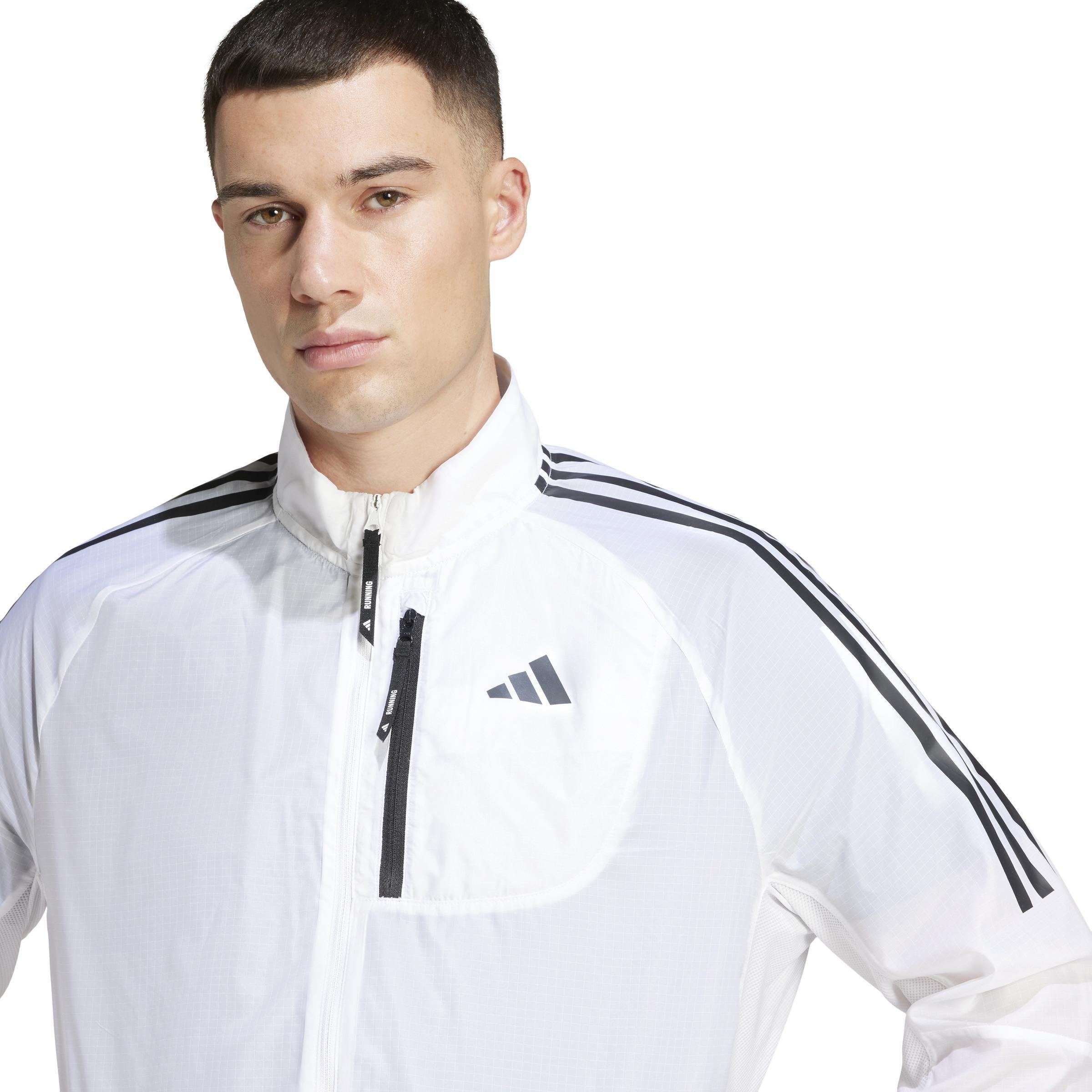 Own the Run 3-Stripes Packable Jacket, White, A901_ONE, large image number 4