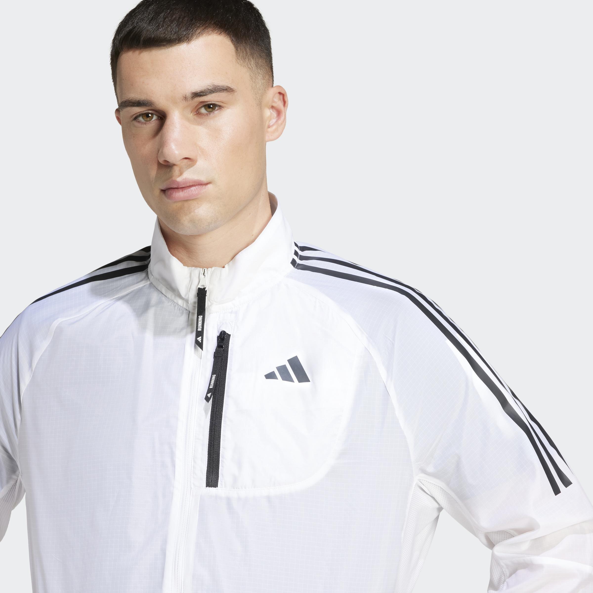 Own the Run 3-Stripes Packable Jacket, White, A901_ONE, large image number 6