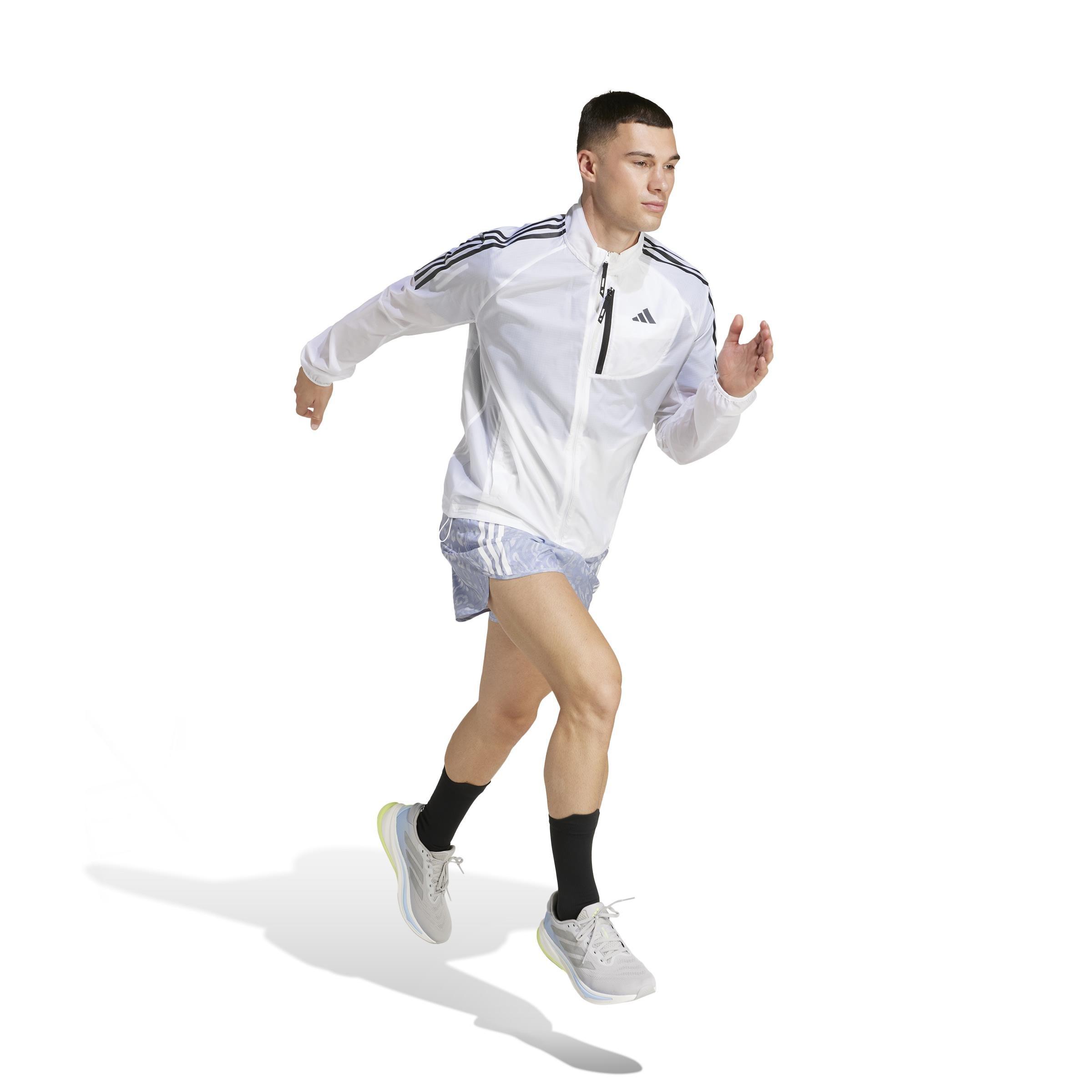 Own the Run 3-Stripes Packable Jacket, White, A901_ONE, large image number 14