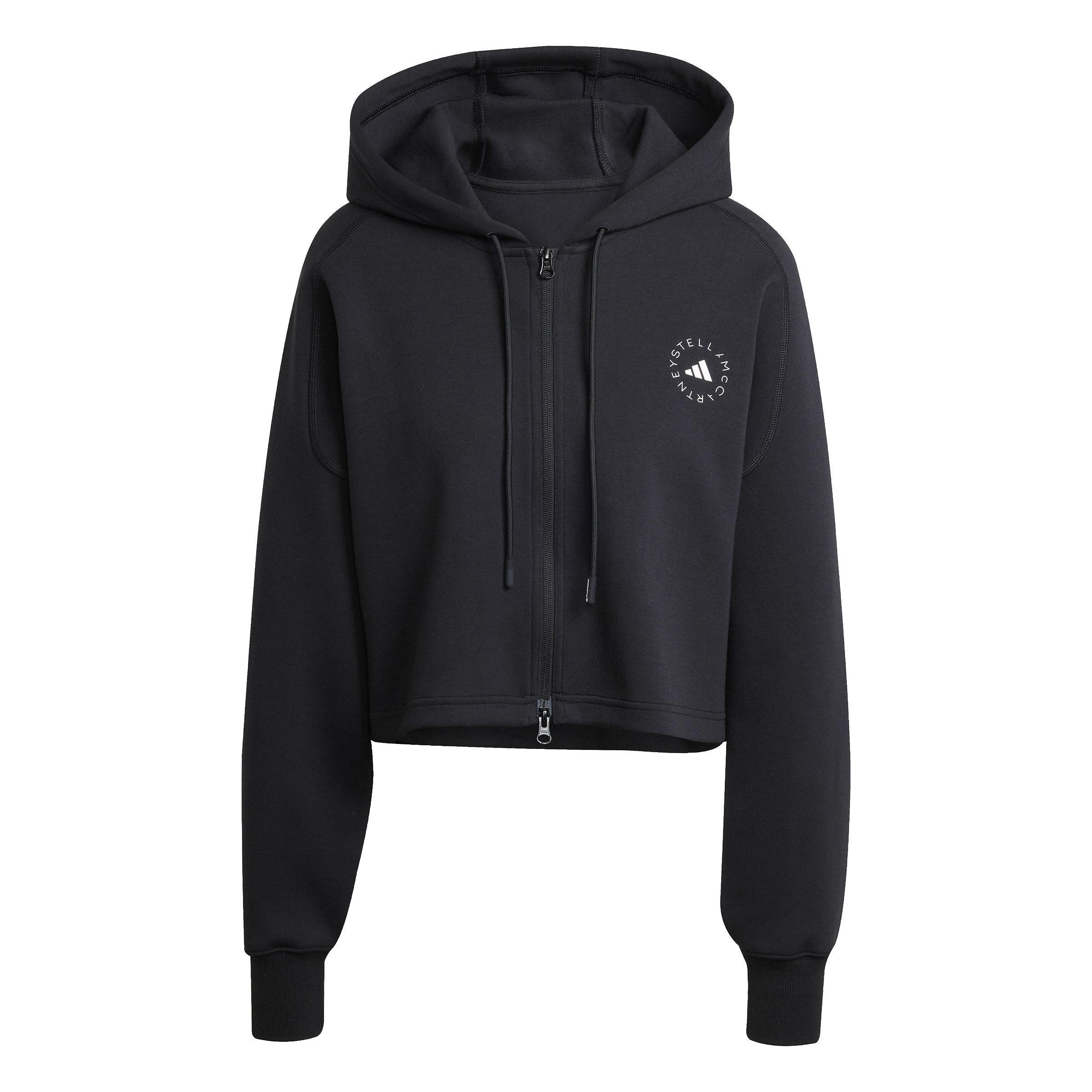 adidas by Stella McCartney Sportswear Cropped Hoodie, Black, A901_ONE, large image number 1