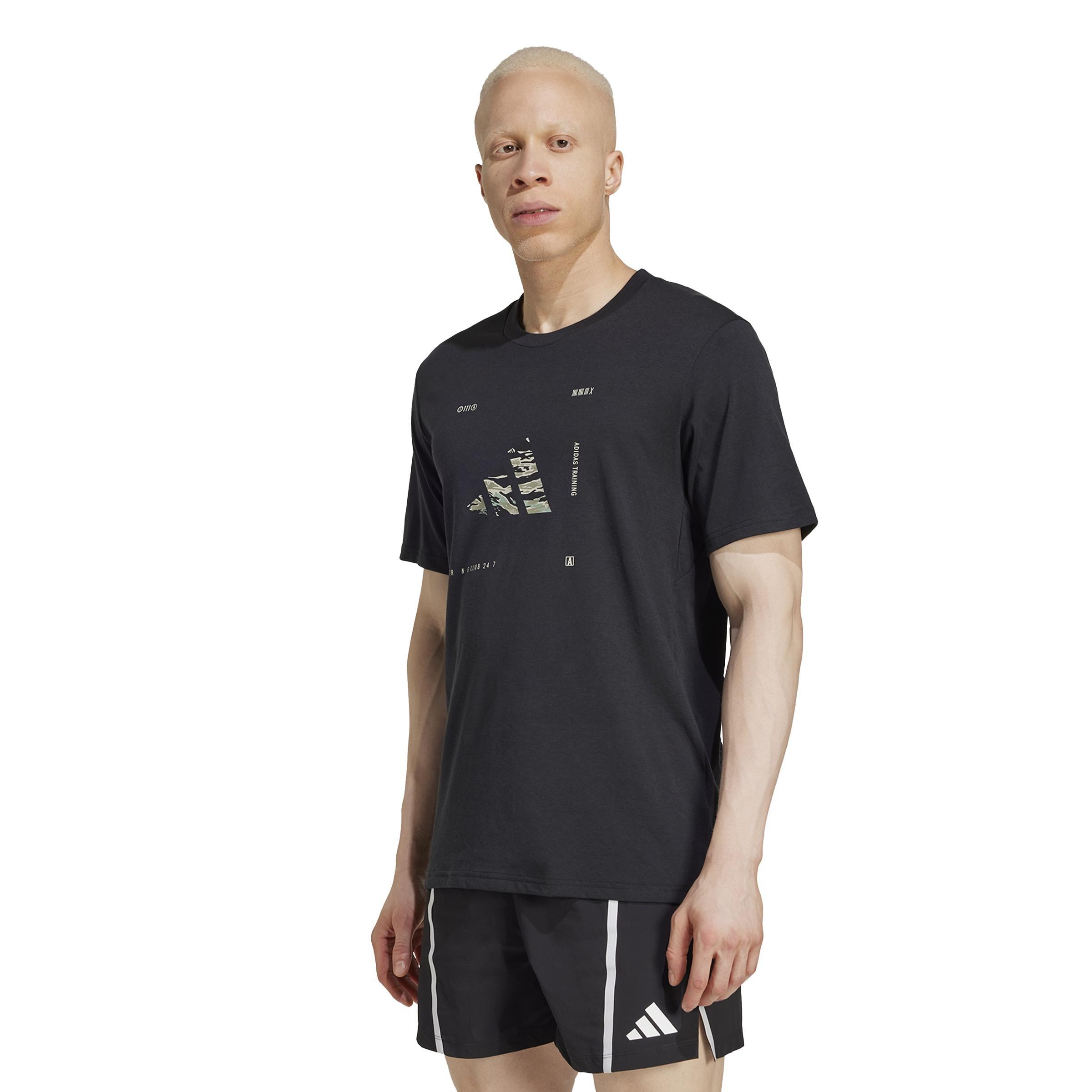 Climacool Training Camo Logo Graphic T-Shirt, Black, A901_ONE, large image number 11
