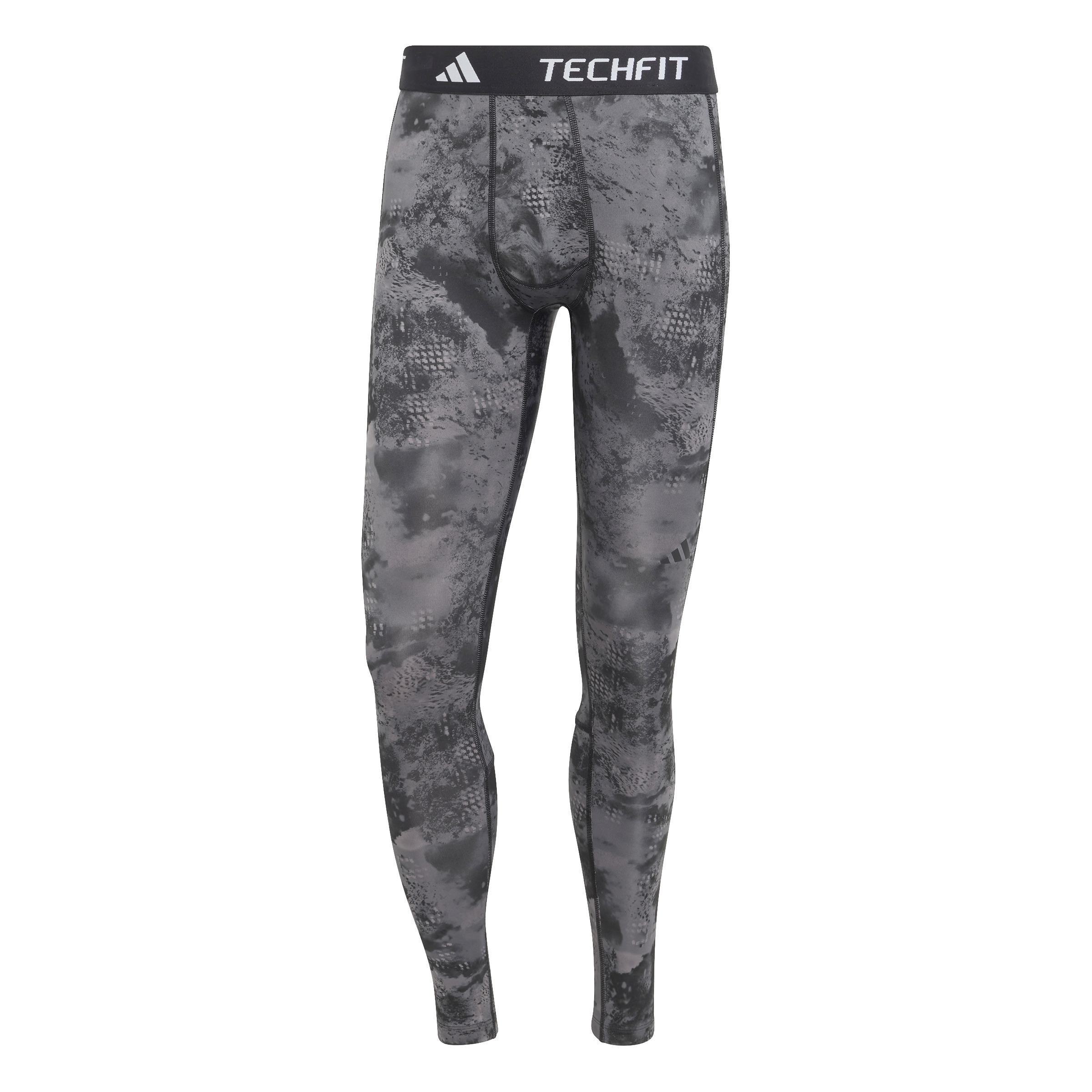 TECHFIT Training Allover Print Long Tights, Black, , large image number 0