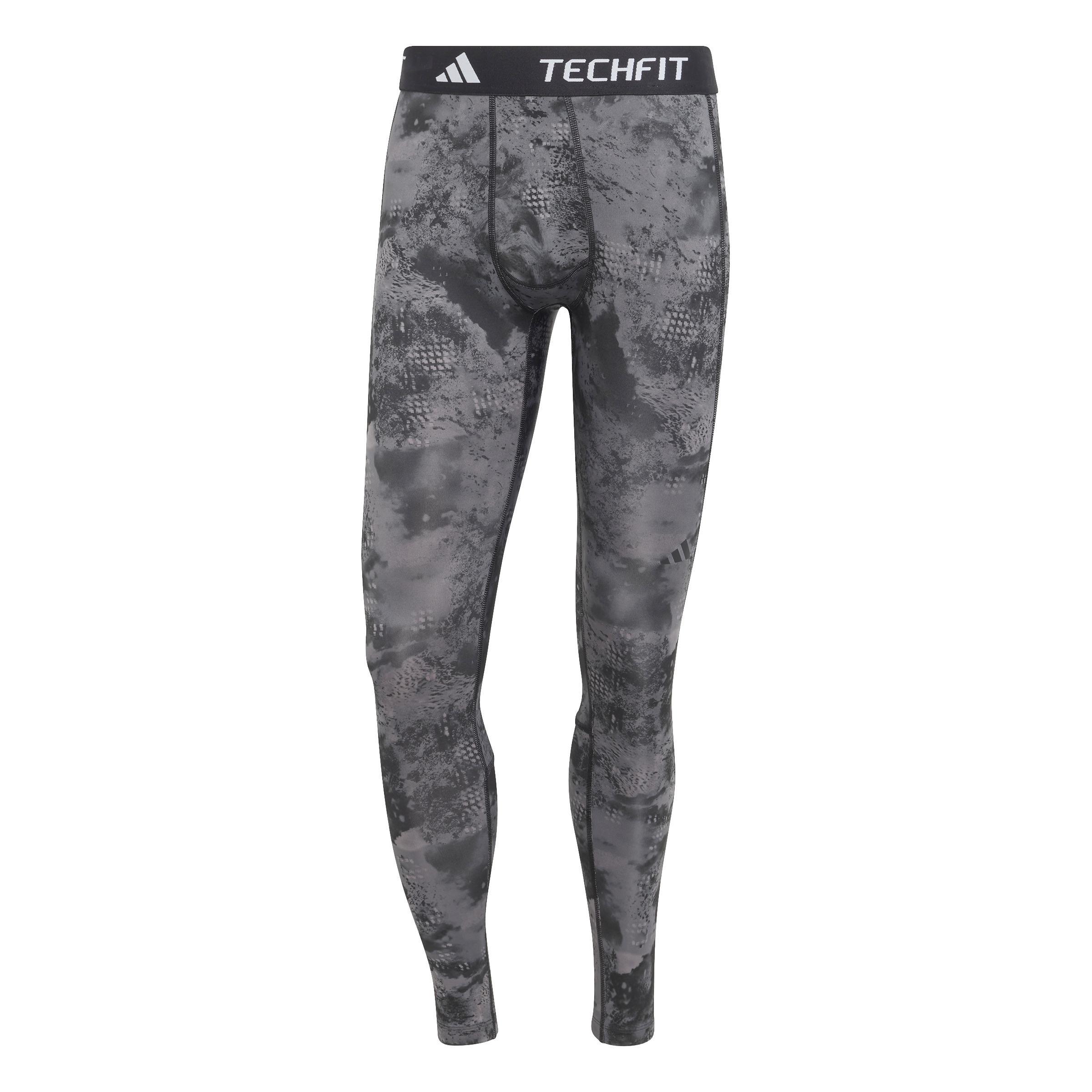 TECHFIT Training Allover Print Long Tights, Black, A901_ONE, large image number 1