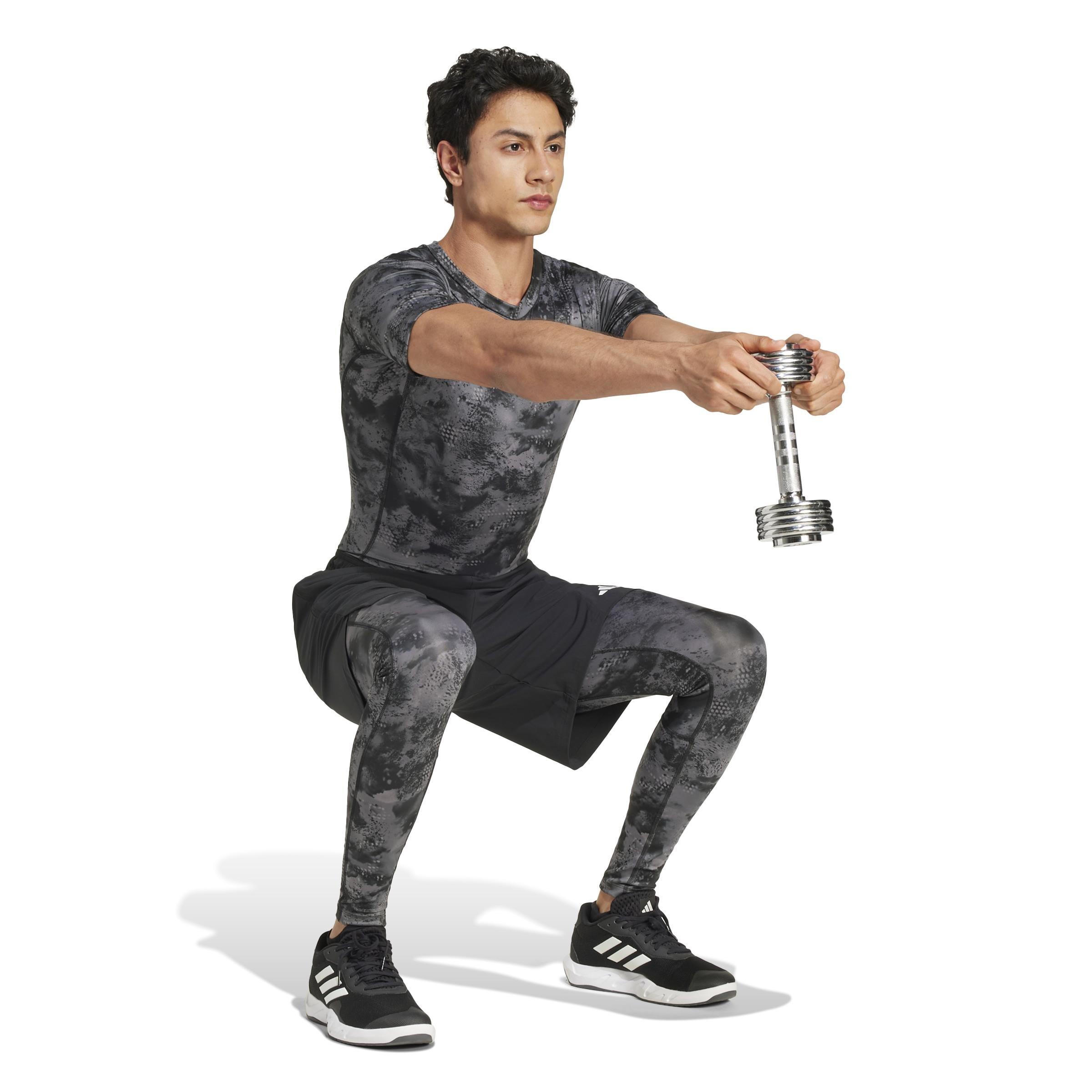 TECHFIT Training Allover Print Long Tights, Black, A901_ONE, large image number 5