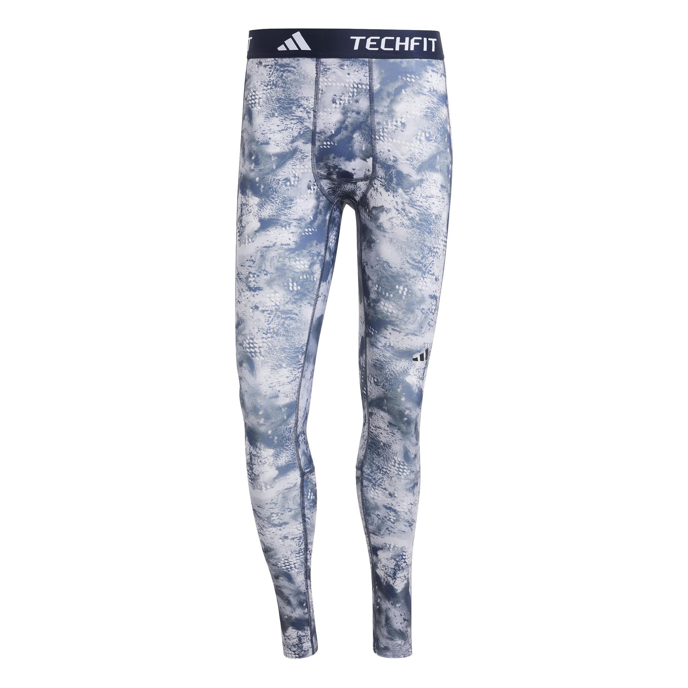 TECHFIT Training Allover Print Long Tights, Blue, , large image number 1