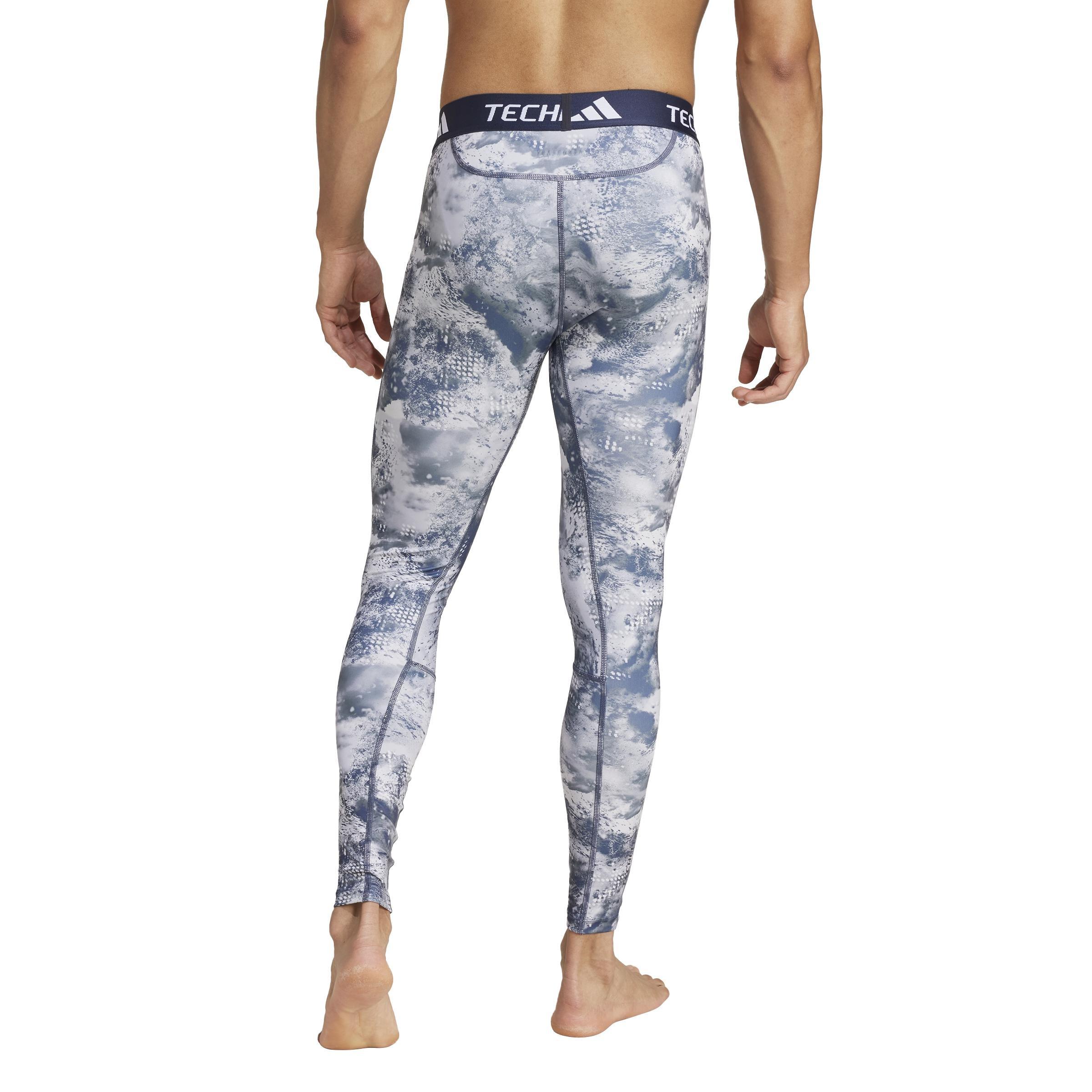 TECHFIT Training Allover Print Long Tights, Blue, , large image number 2