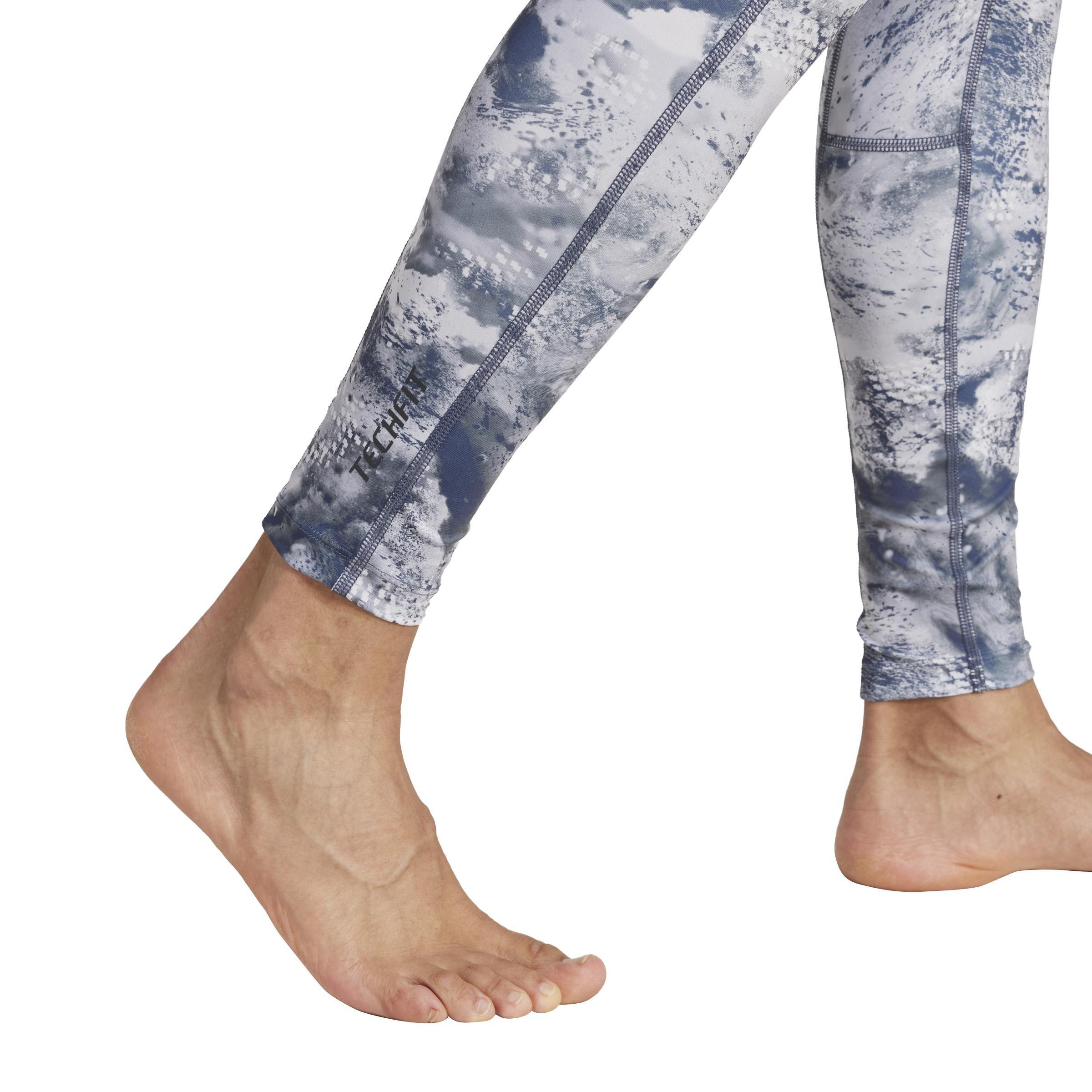 TECHFIT Training Allover Print Long Tights, Blue, , large image number 4