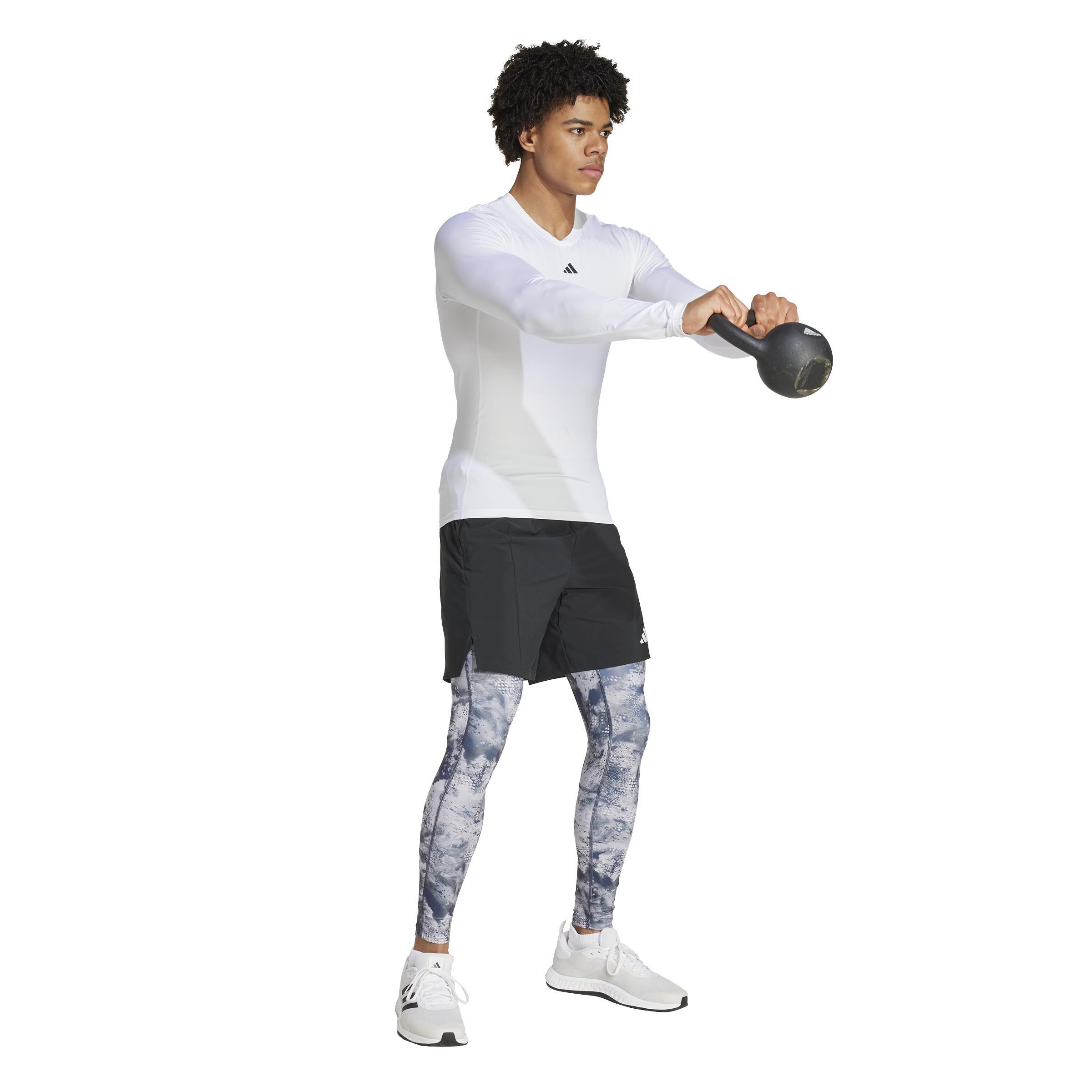 TECHFIT Training Allover Print Long Tights, Blue, , large image number 6