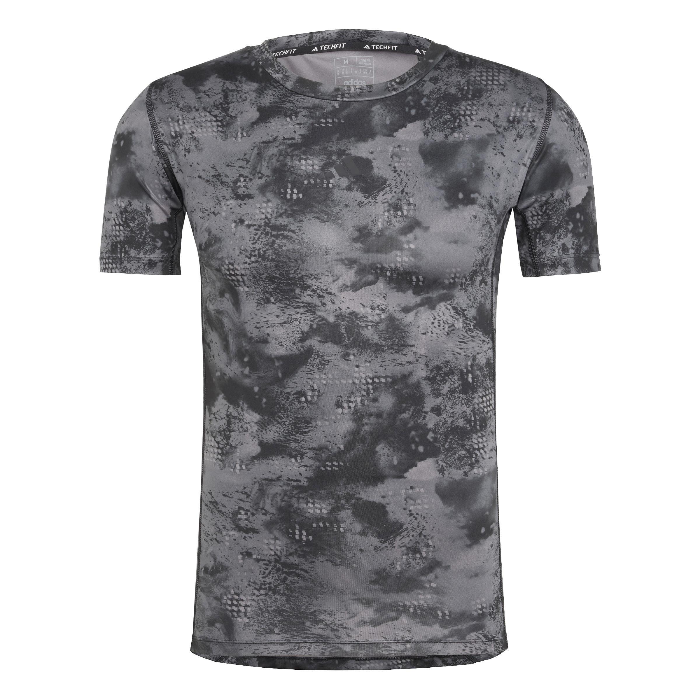 Techfit Training Allover Print T-Shirt, Black, A901_ONE, large image number 0