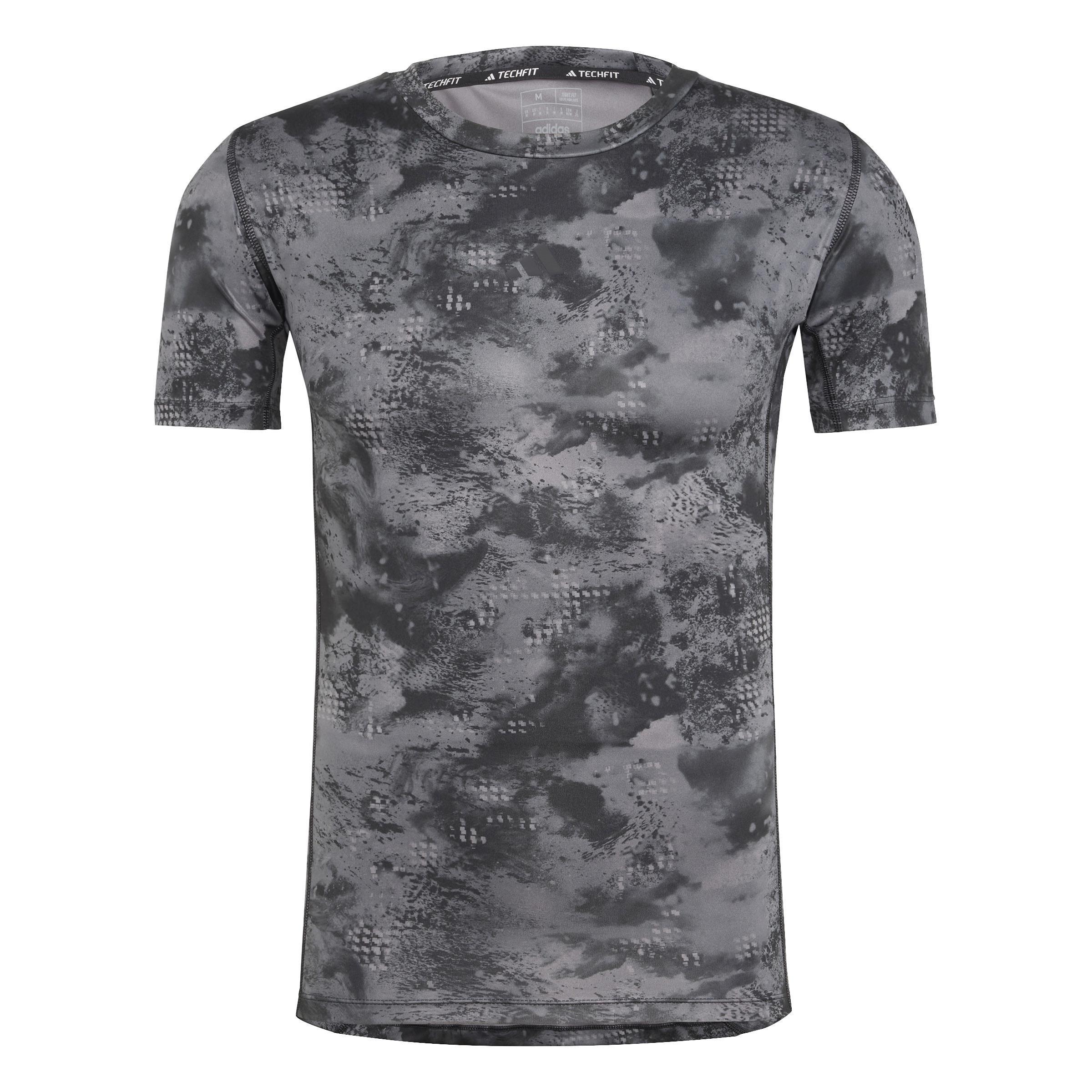 Techfit Training Allover Print T-Shirt, Black, A901_ONE, large image number 1