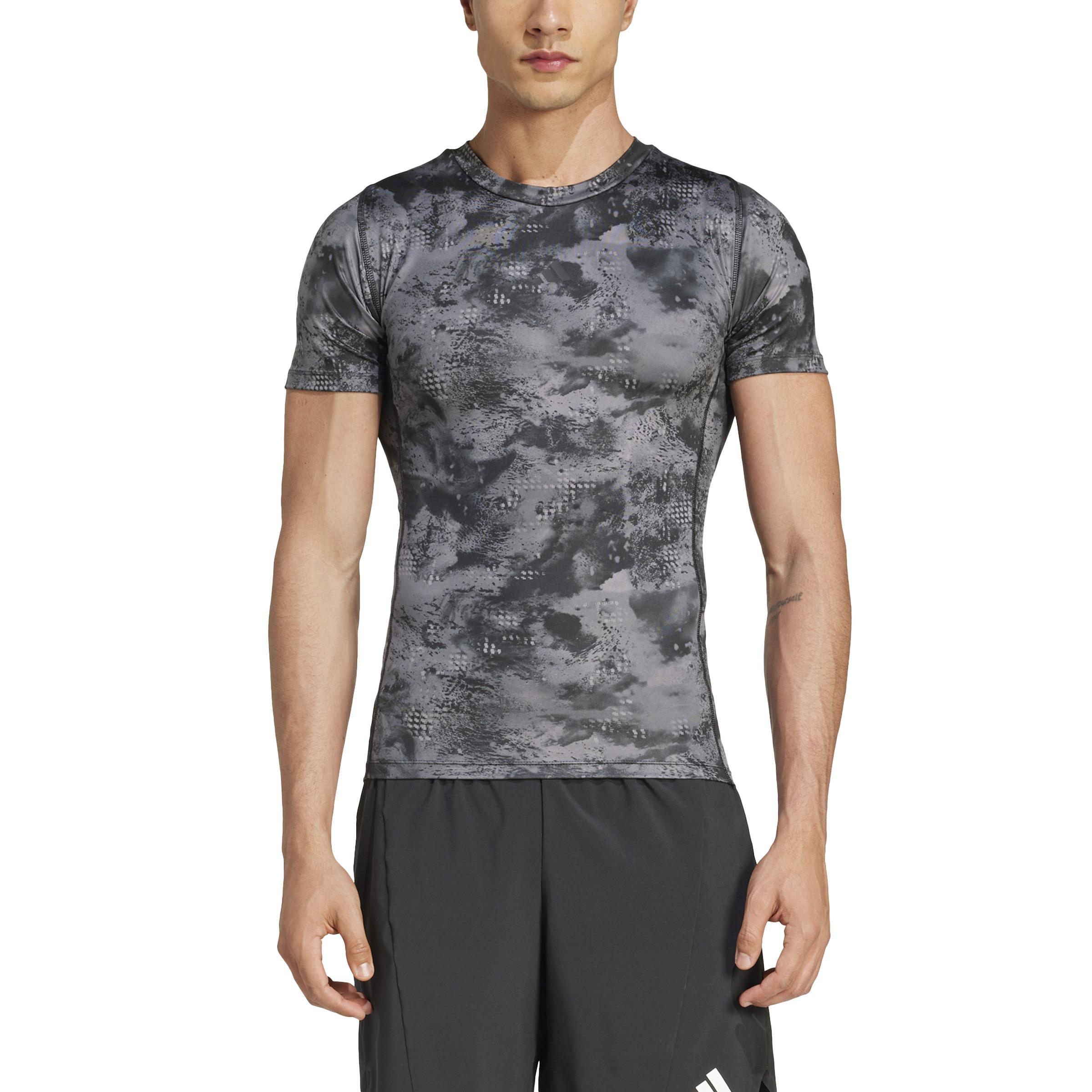 Techfit Training Allover Print T-Shirt, Black, A901_ONE, large image number 2