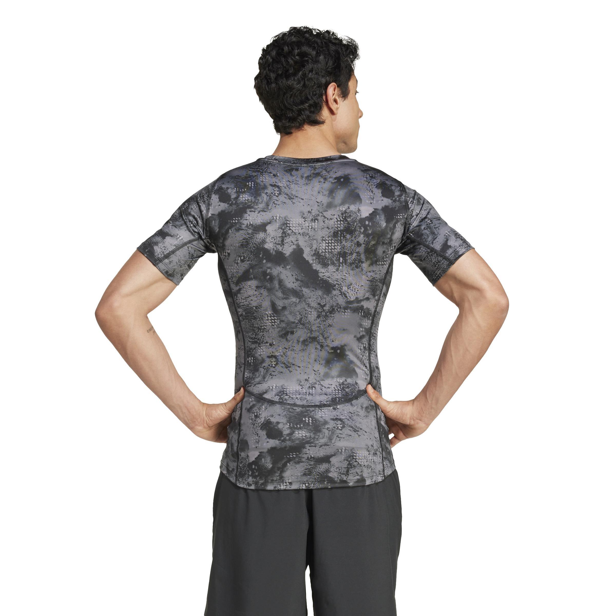 Techfit Training Allover Print T-Shirt, Black, A901_ONE, large image number 3