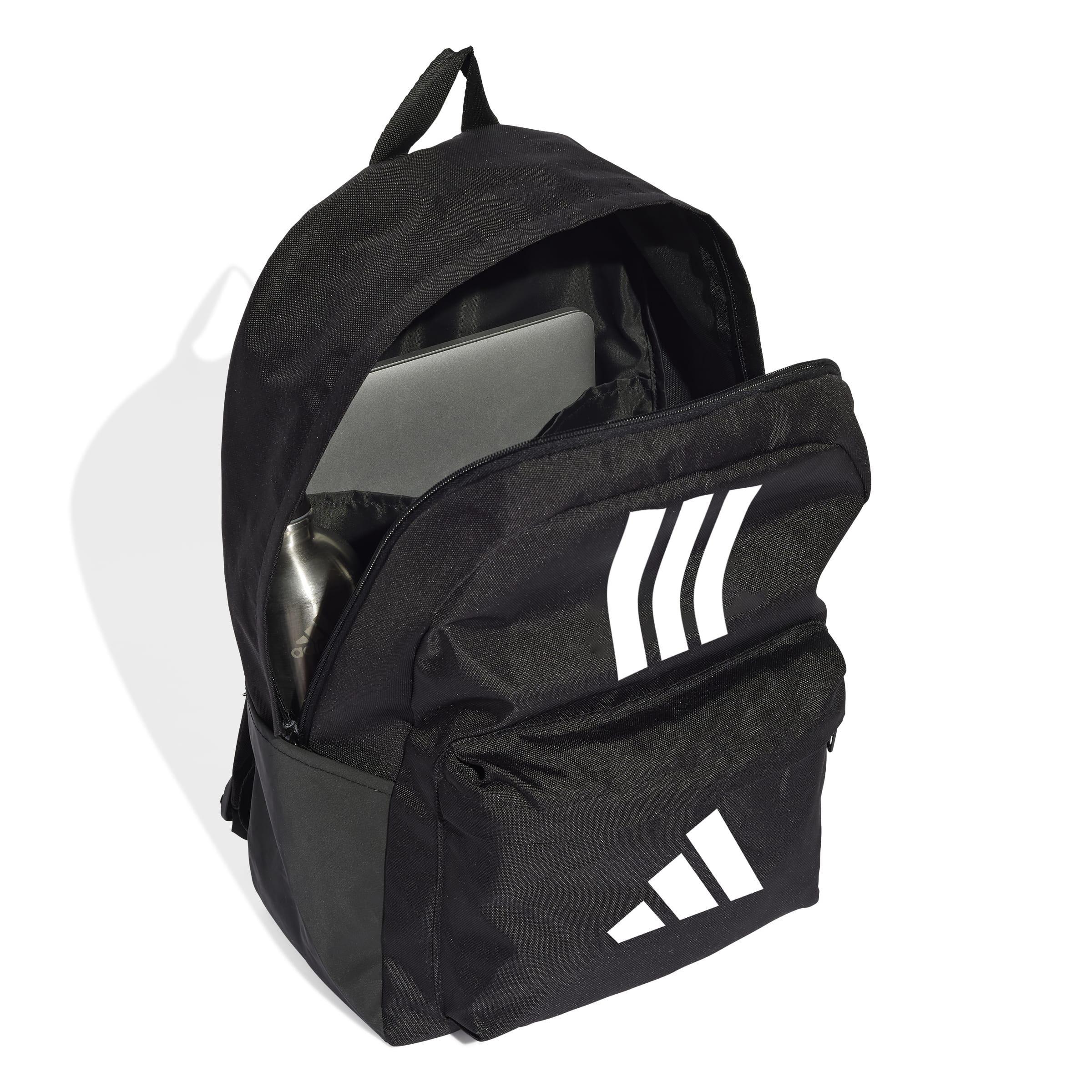 Unisex Classic Back-to-School 3-Stripes Backpack, Black, A901_ONE, medium