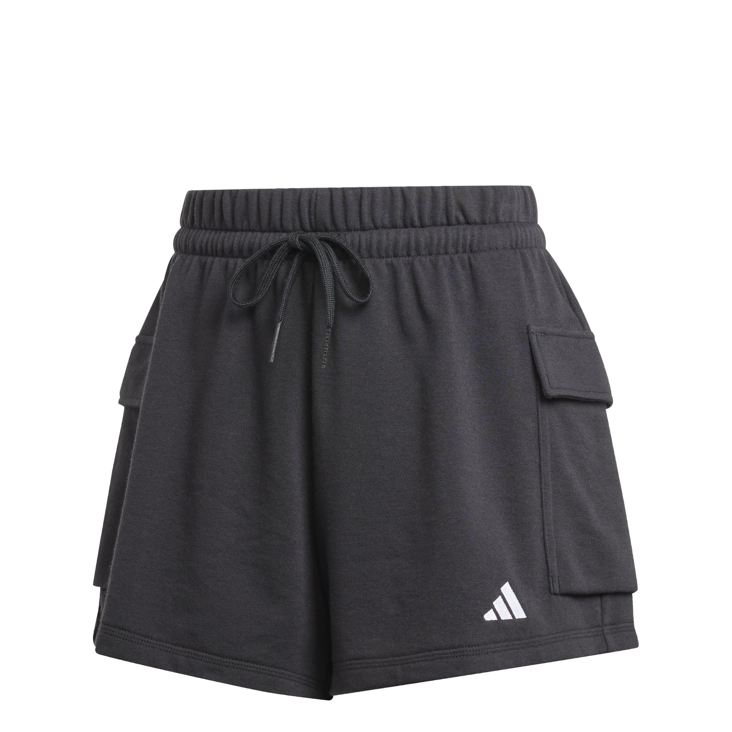 Essentials Small Logo French Terry Cargo Shorts, Black