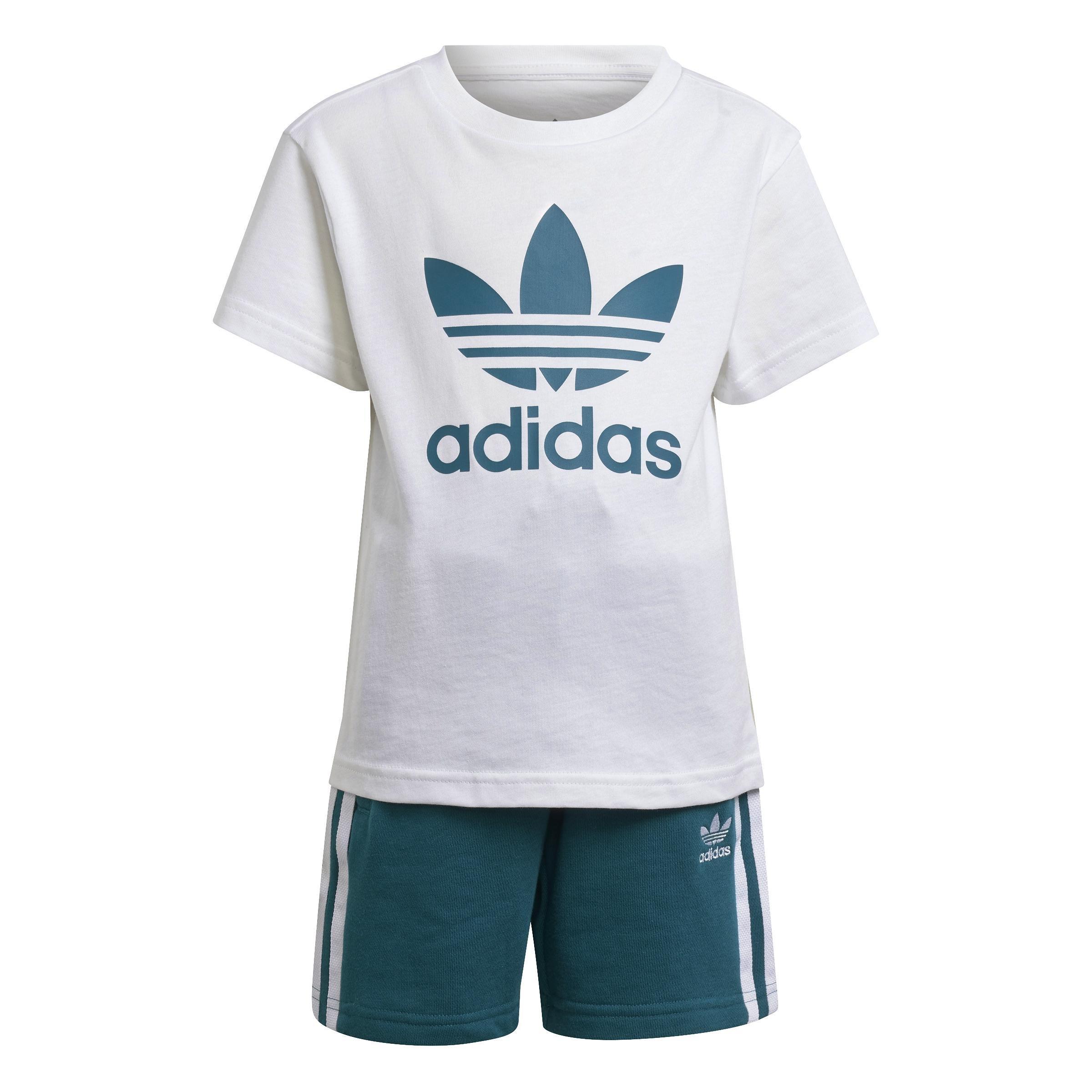 Unisex Kids Adicolor Shorts Tee Set, Turquoise, , large image number 0