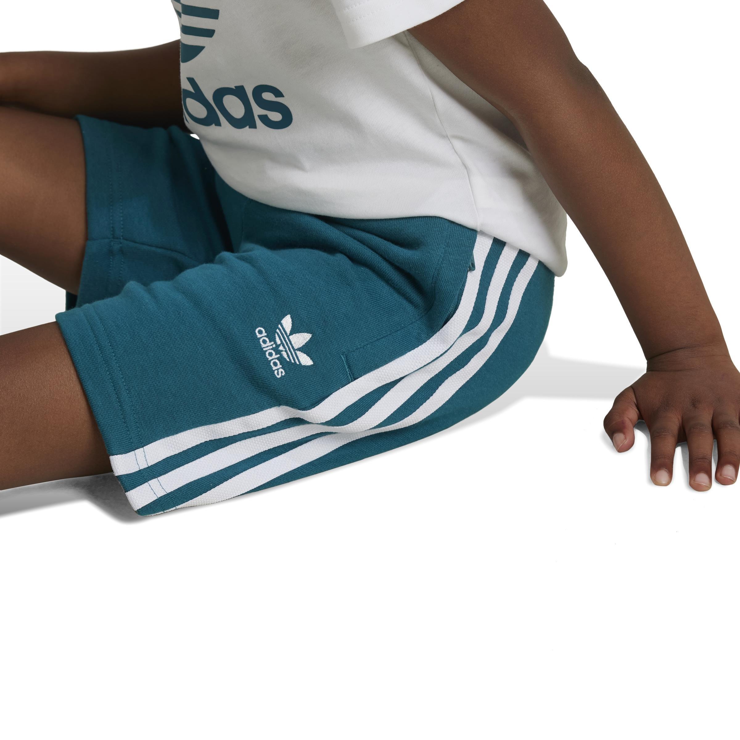 Unisex Kids Adicolor Shorts Tee Set, Turquoise, A901_ONE, large image number 3