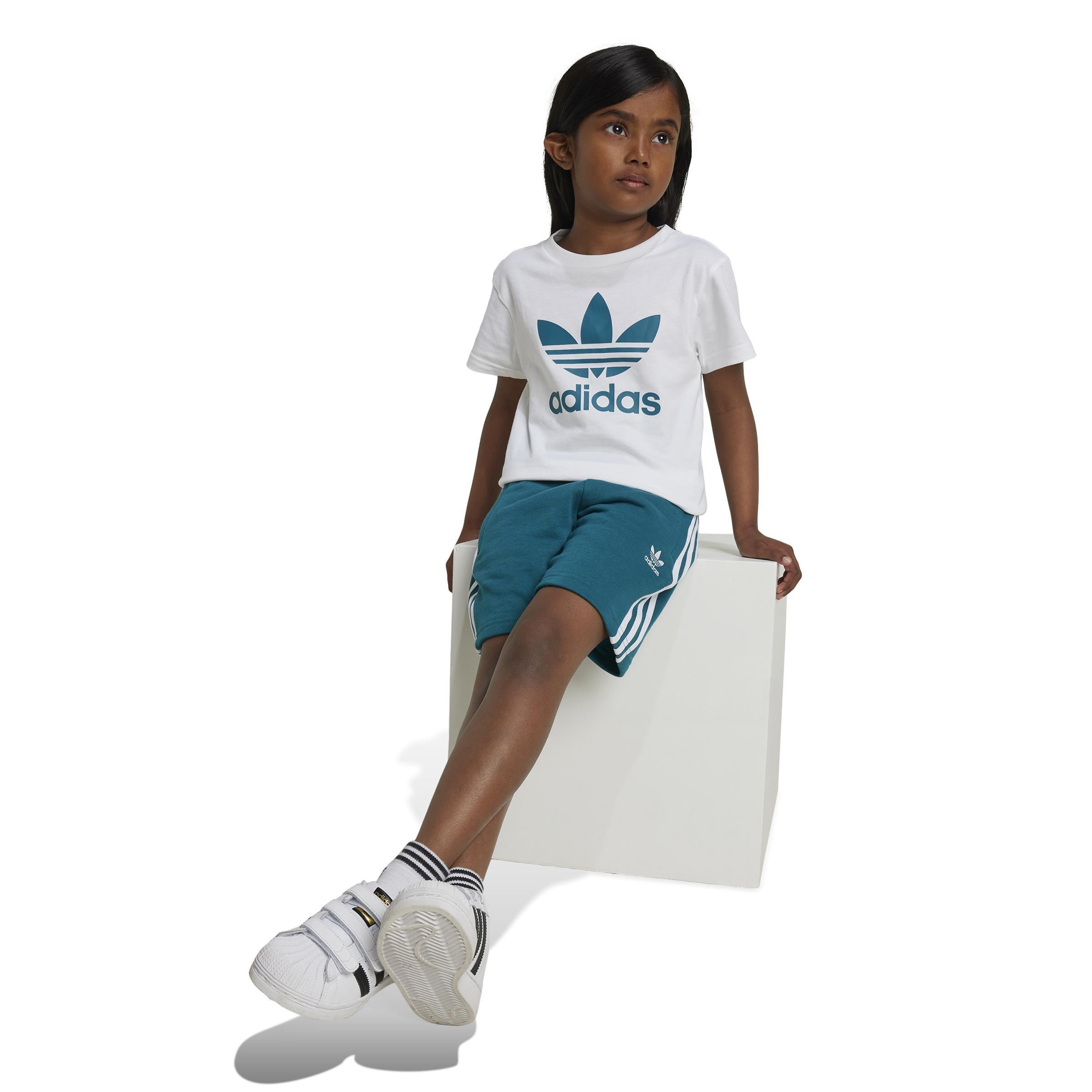 Unisex Kids Adicolor Shorts Tee Set, Turquoise, A901_ONE, large image number 4
