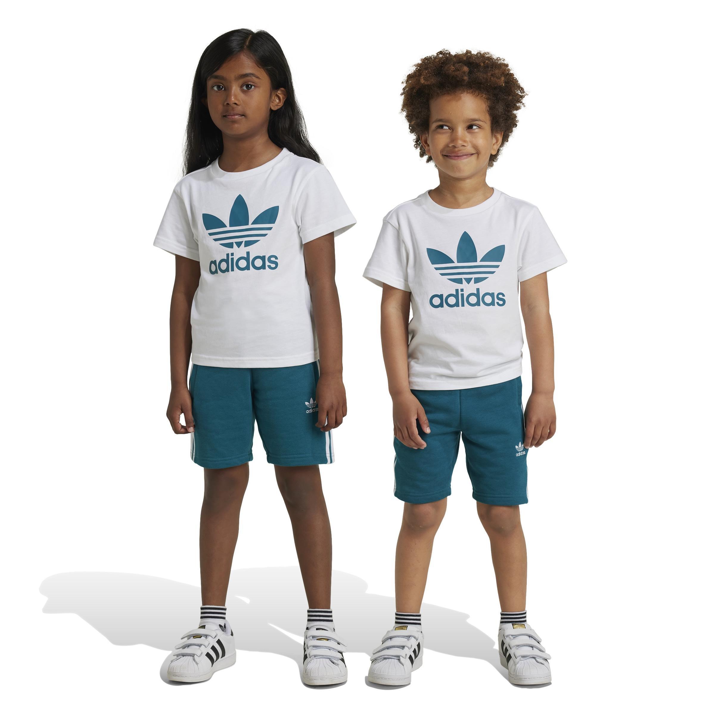 Unisex Kids Adicolor Shorts Tee Set, Turquoise, A901_ONE, large image number 6