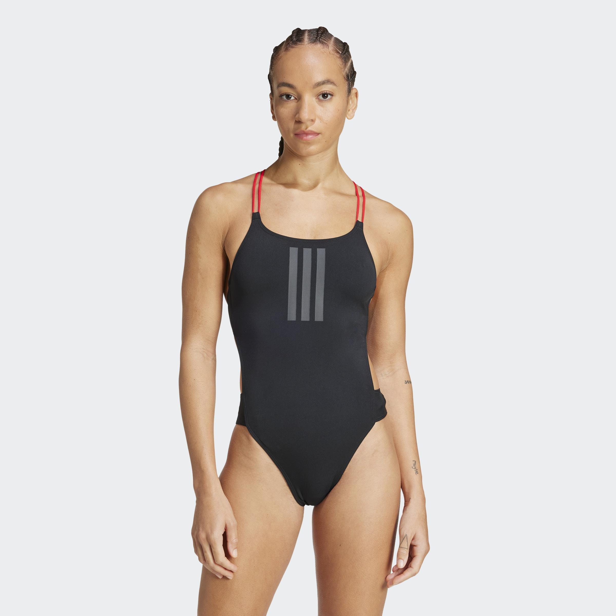 Ripstream 3-Stripes X-Back Swimsuit, Black, A901_ONE, large image number 4