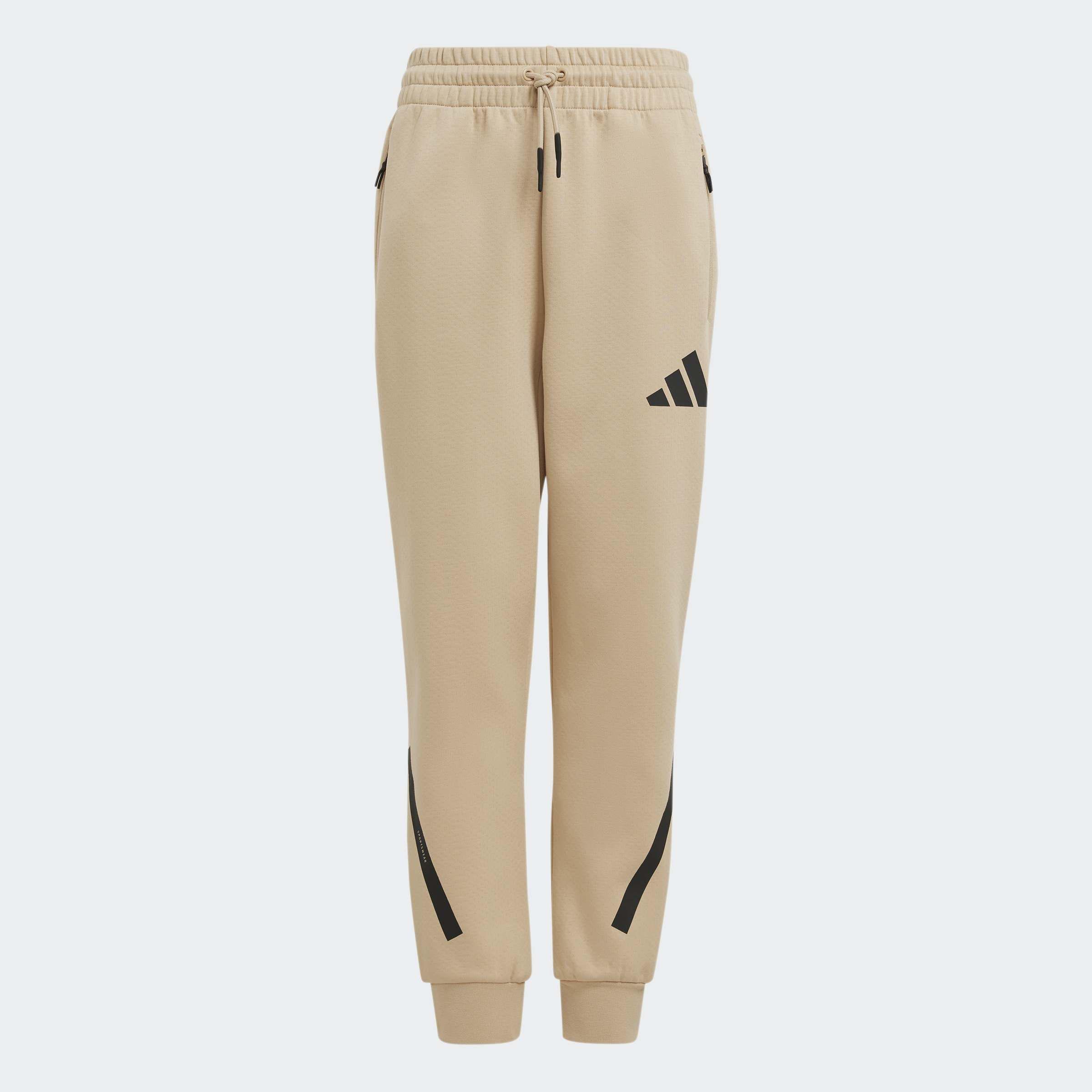 Kids Unisex adidas Z.N.E. Tapered-Leg Tracksuit Bottoms, Beige