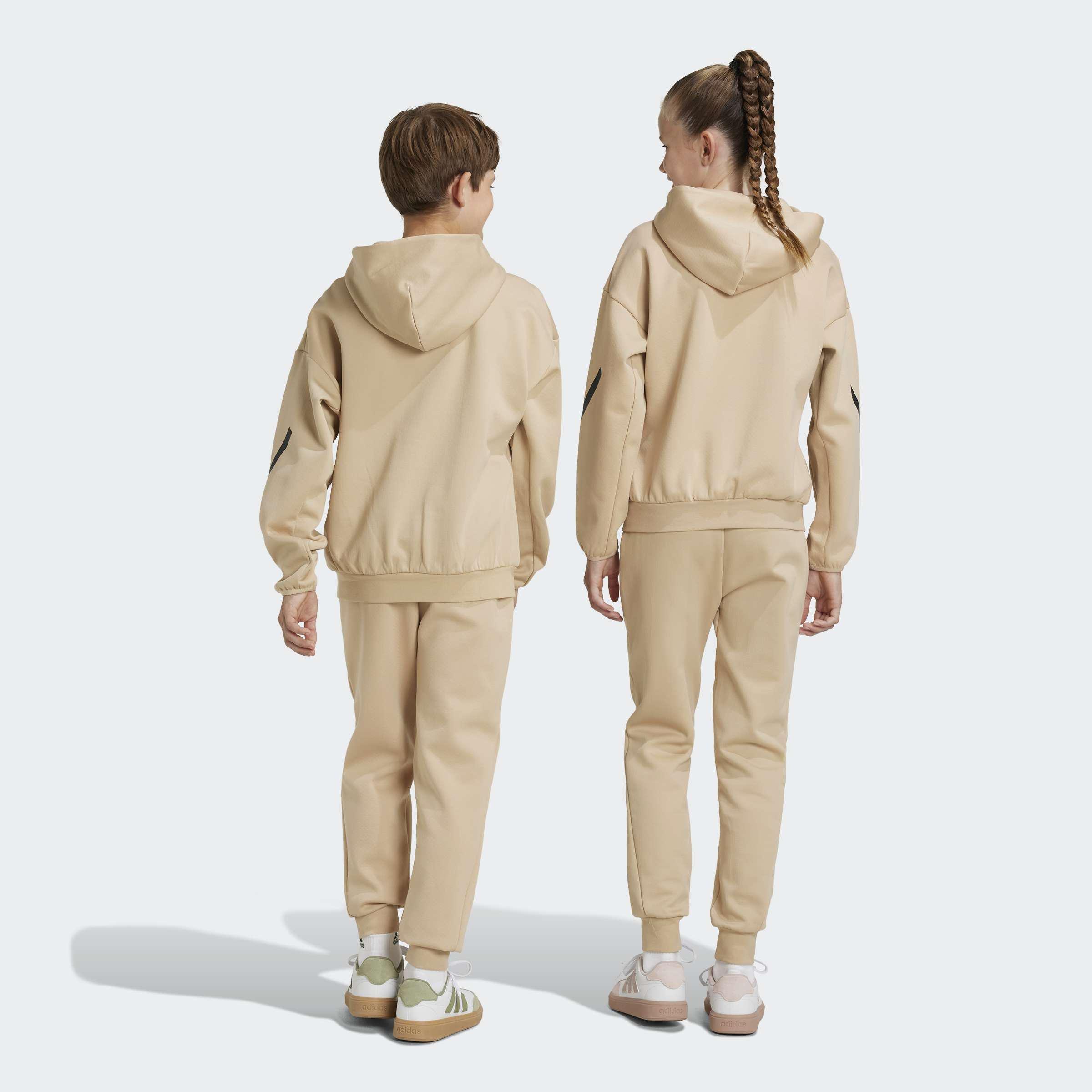 Kids Unisex adidas Z.N.E. Tapered-Leg Tracksuit Bottoms, Beige