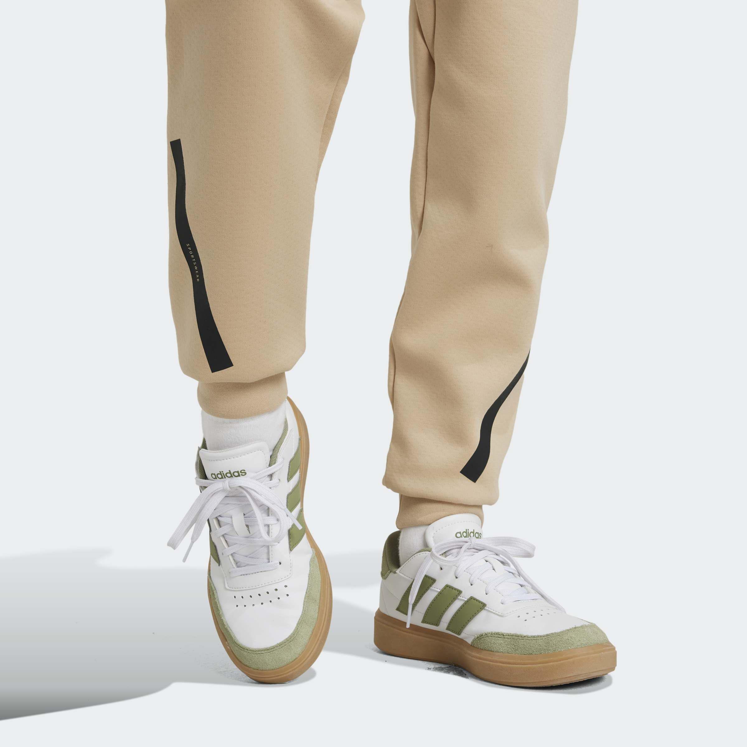 Kids Unisex adidas Z.N.E. Tapered-Leg Tracksuit Bottoms, Beige, A901_ONE, large image number 3