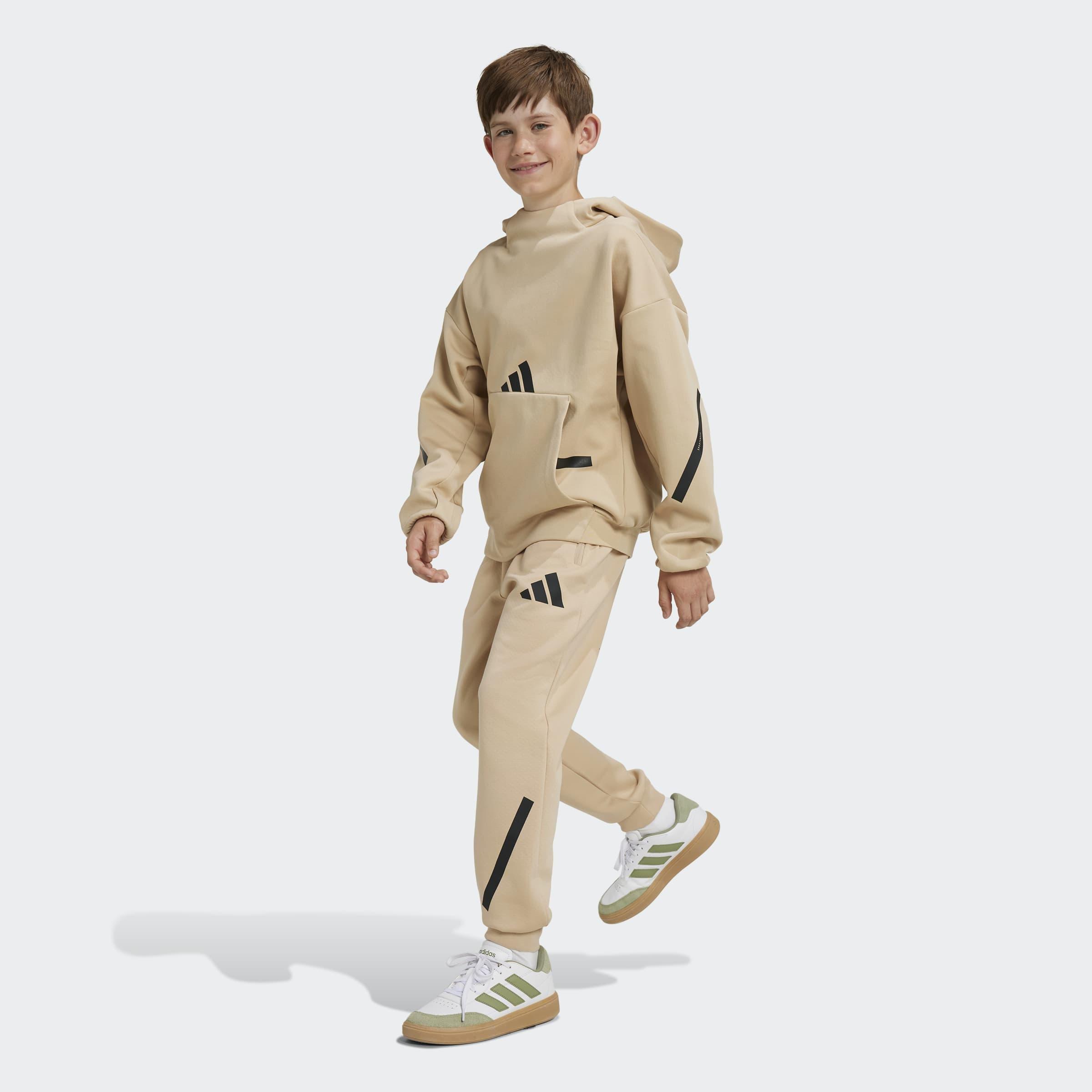 Kids Unisex adidas Z.N.E. Tapered-Leg Tracksuit Bottoms, Beige, A901_ONE, large image number 5