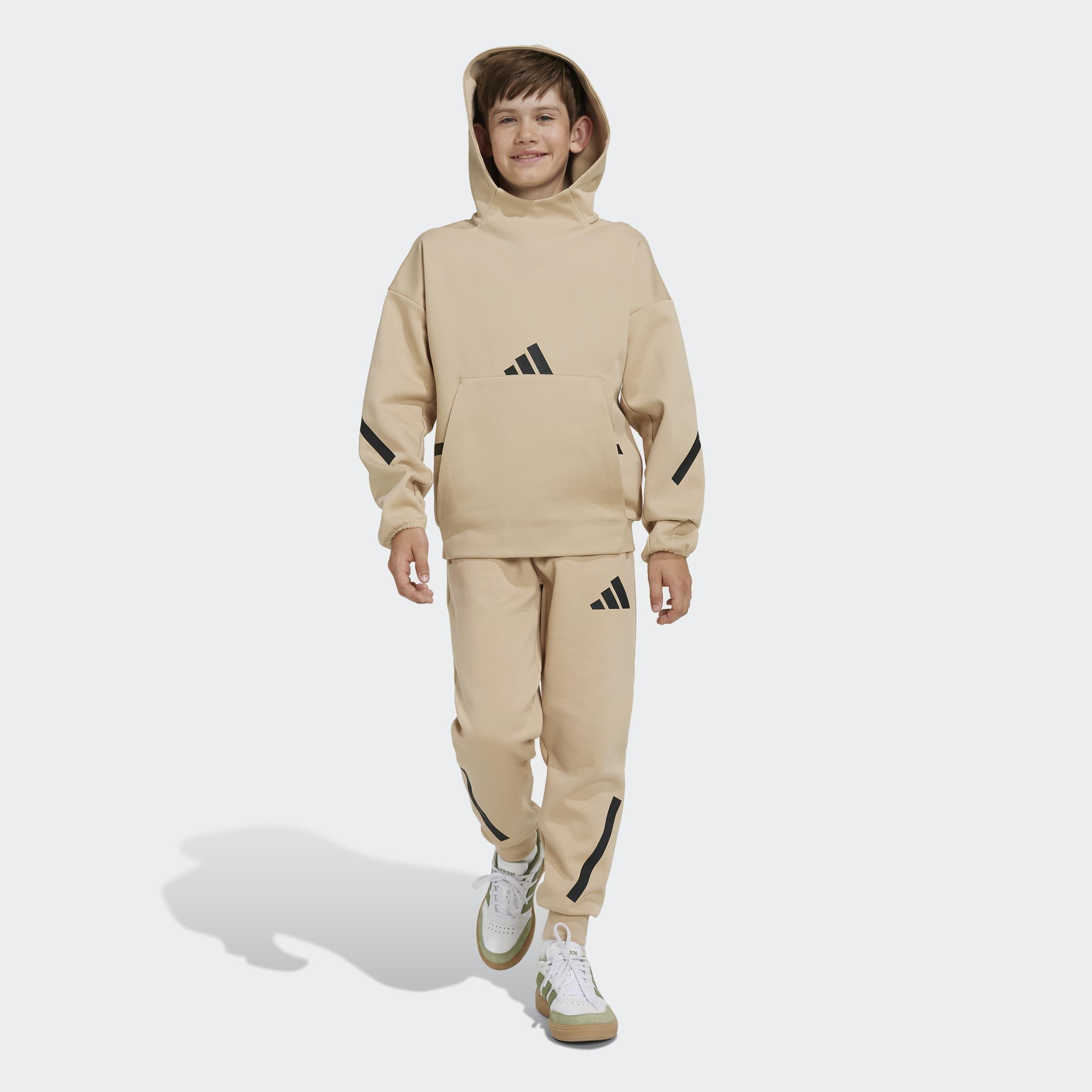 Kids Unisex adidas Z.N.E. Tapered-Leg Tracksuit Bottoms, Beige, A901_ONE, large image number 6