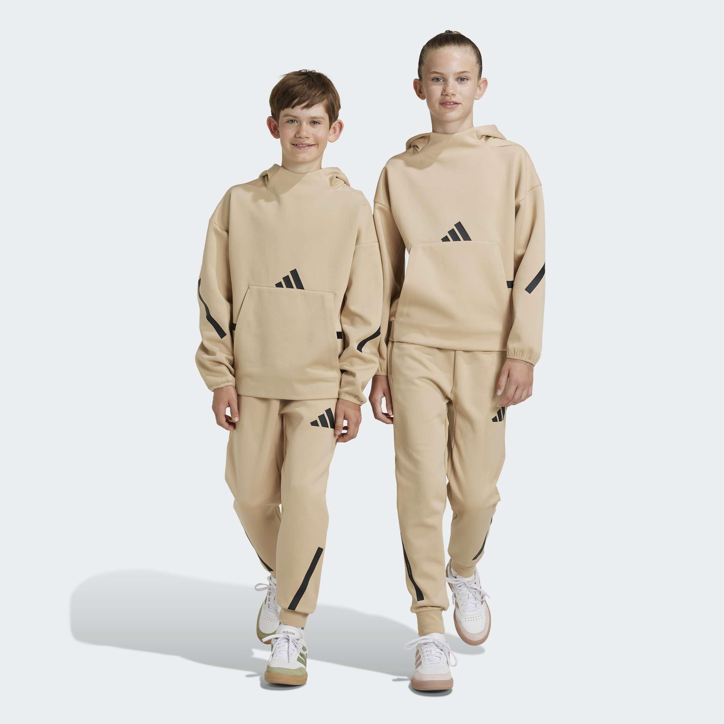 Kids Unisex adidas Z.N.E. Tapered-Leg Tracksuit Bottoms, Beige, A901_ONE, large image number 7